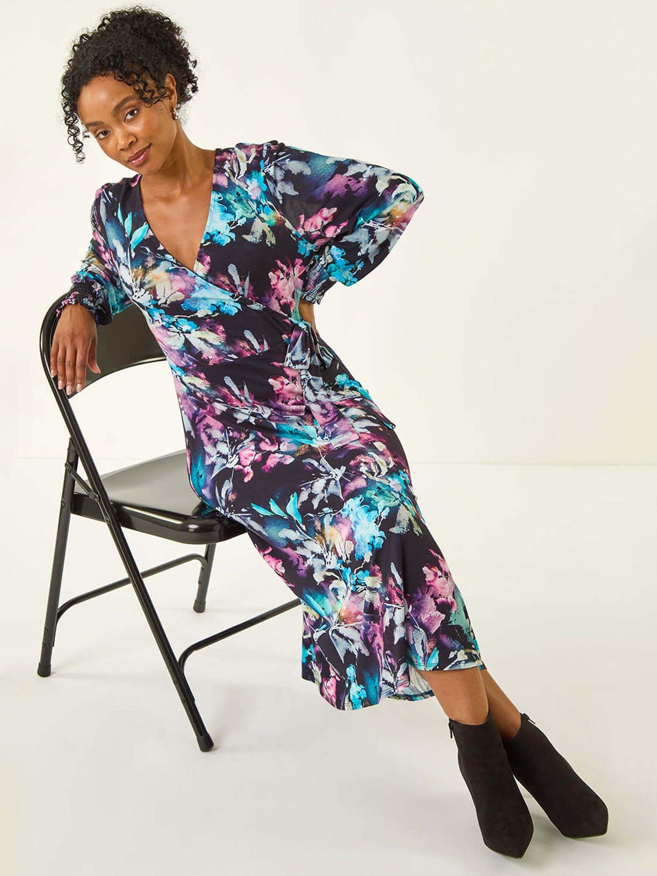 roman-petite-abstract-stretch-midi-dress-navyoutfit