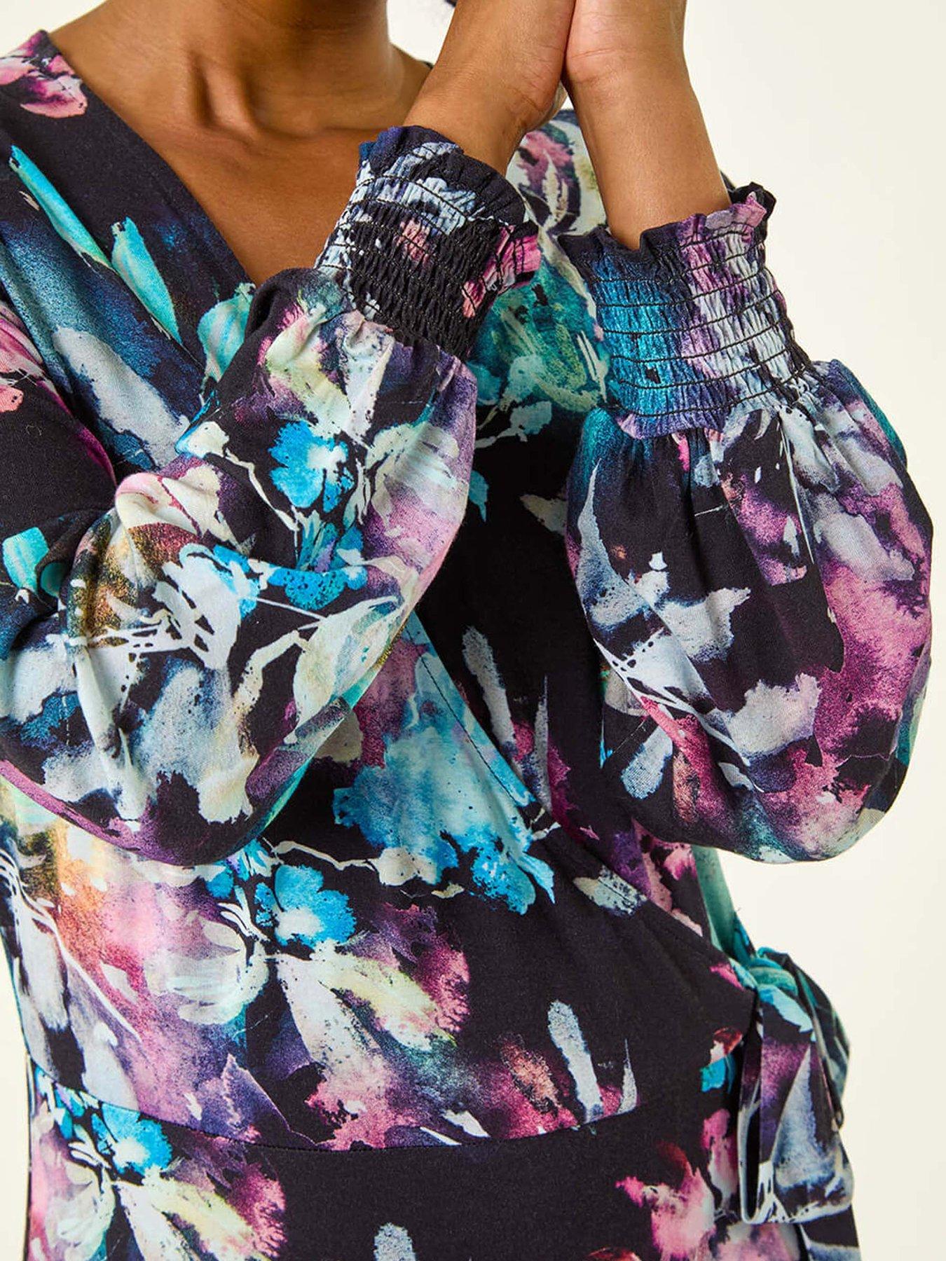 roman-petite-abstract-stretch-midi-dress-navydetail