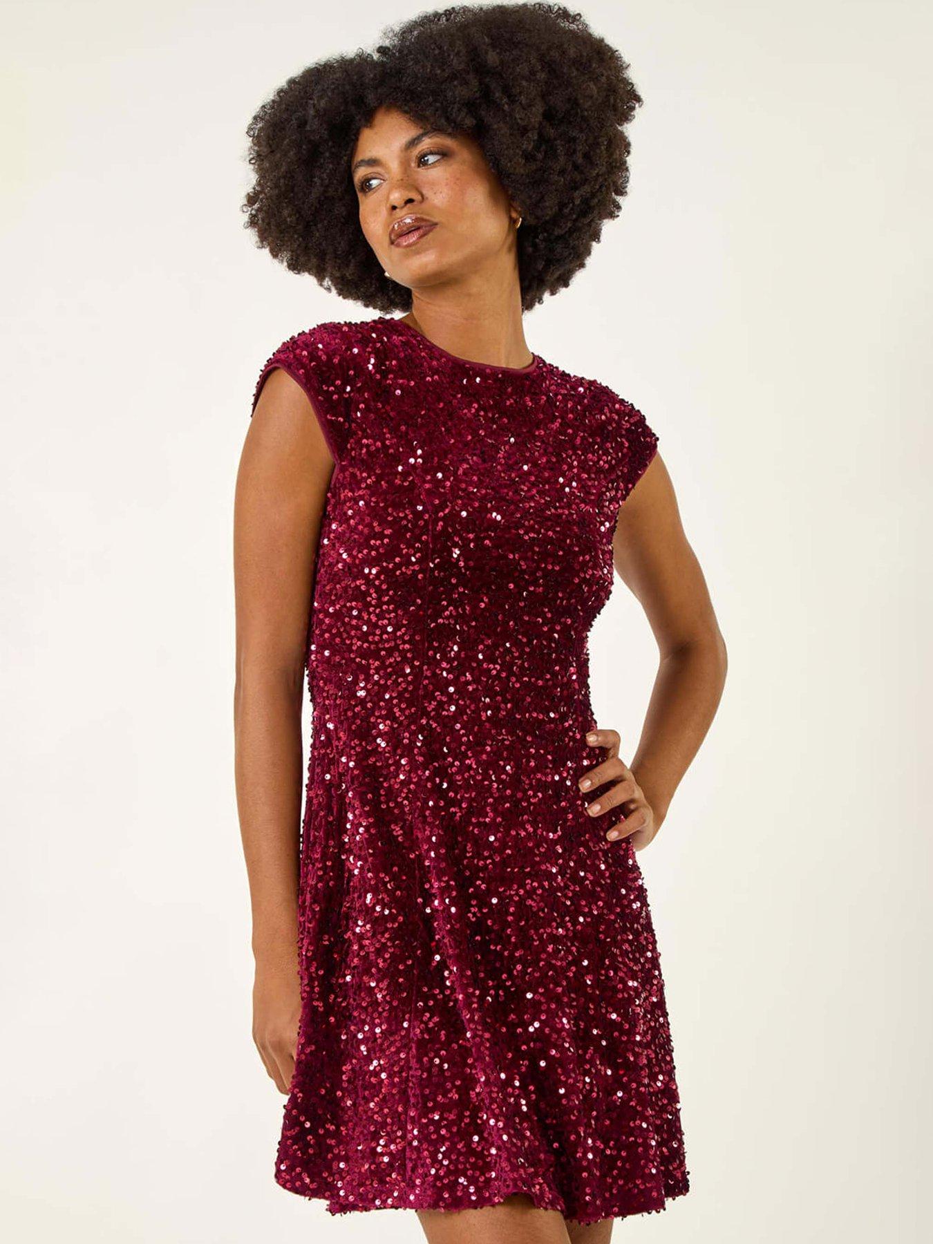 roman-sequin-bow-back-flare-dress-redback