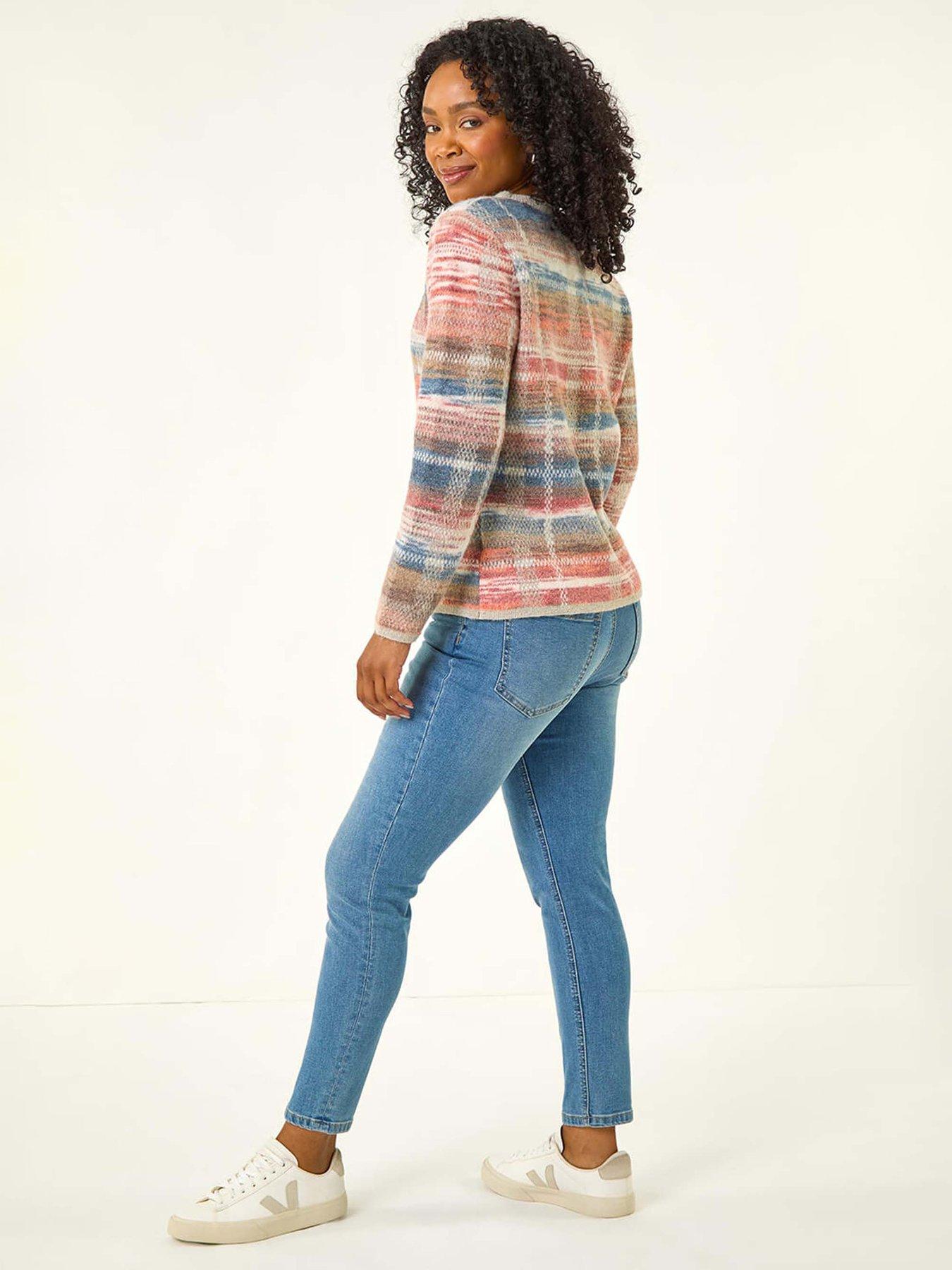 Image 2 of 5 of Roman Petite Check Knit Jumper - Blue