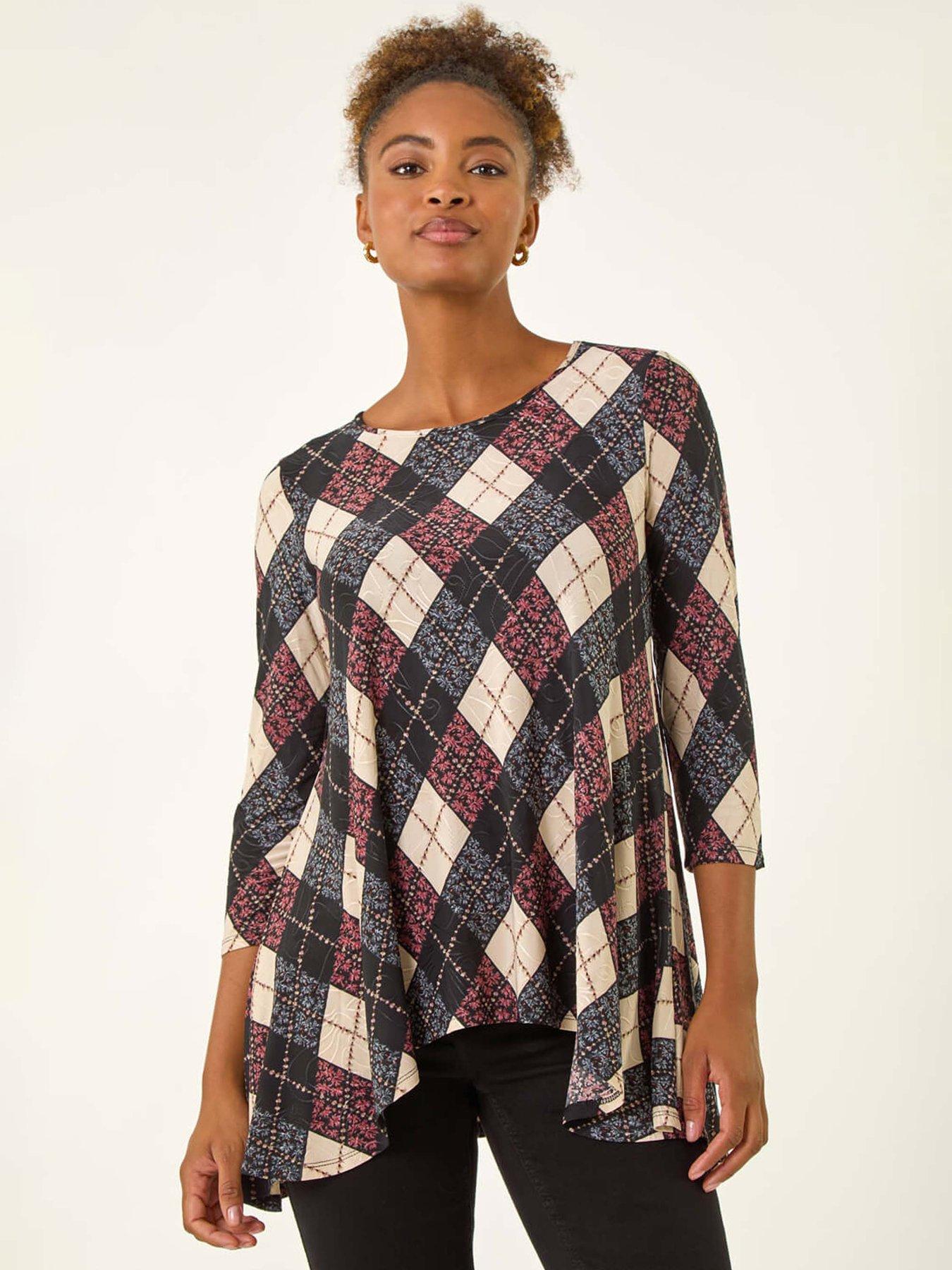 Roman Jacquard Print Tunic Top - Pink