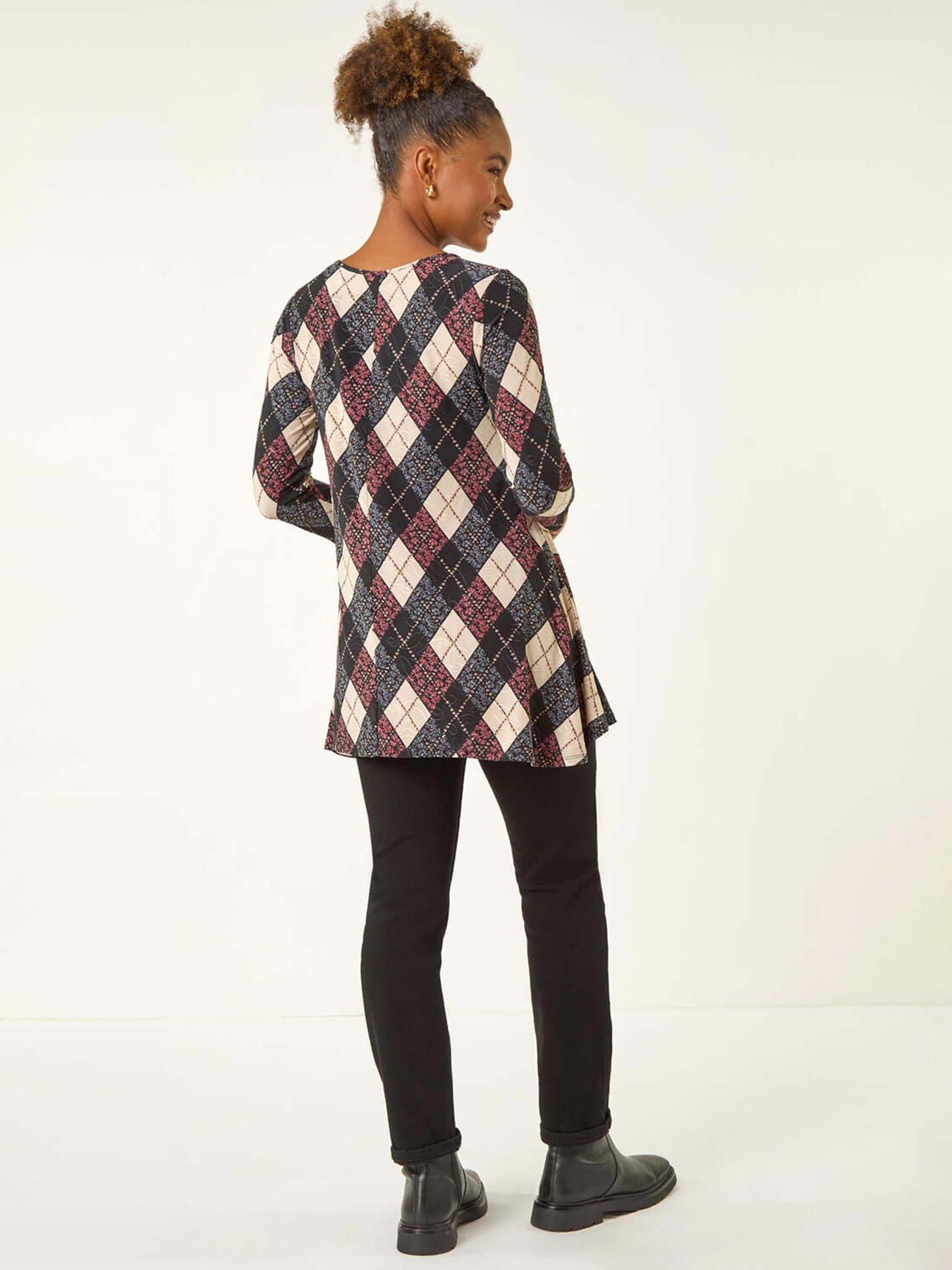 Image 2 of 5 of Roman Jacquard Print Tunic Top - Pink