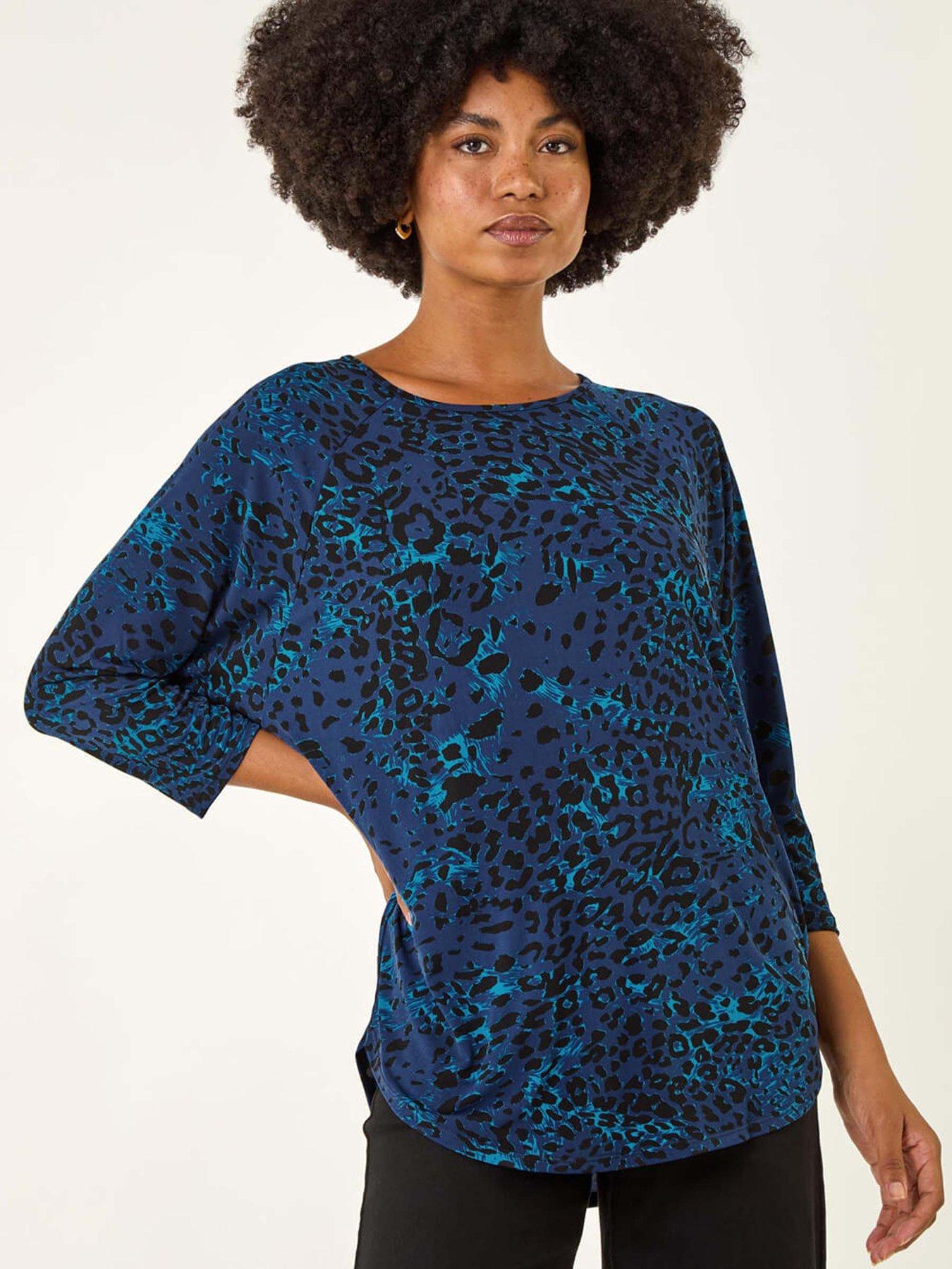 roman-animal-print-stretch-top-blue