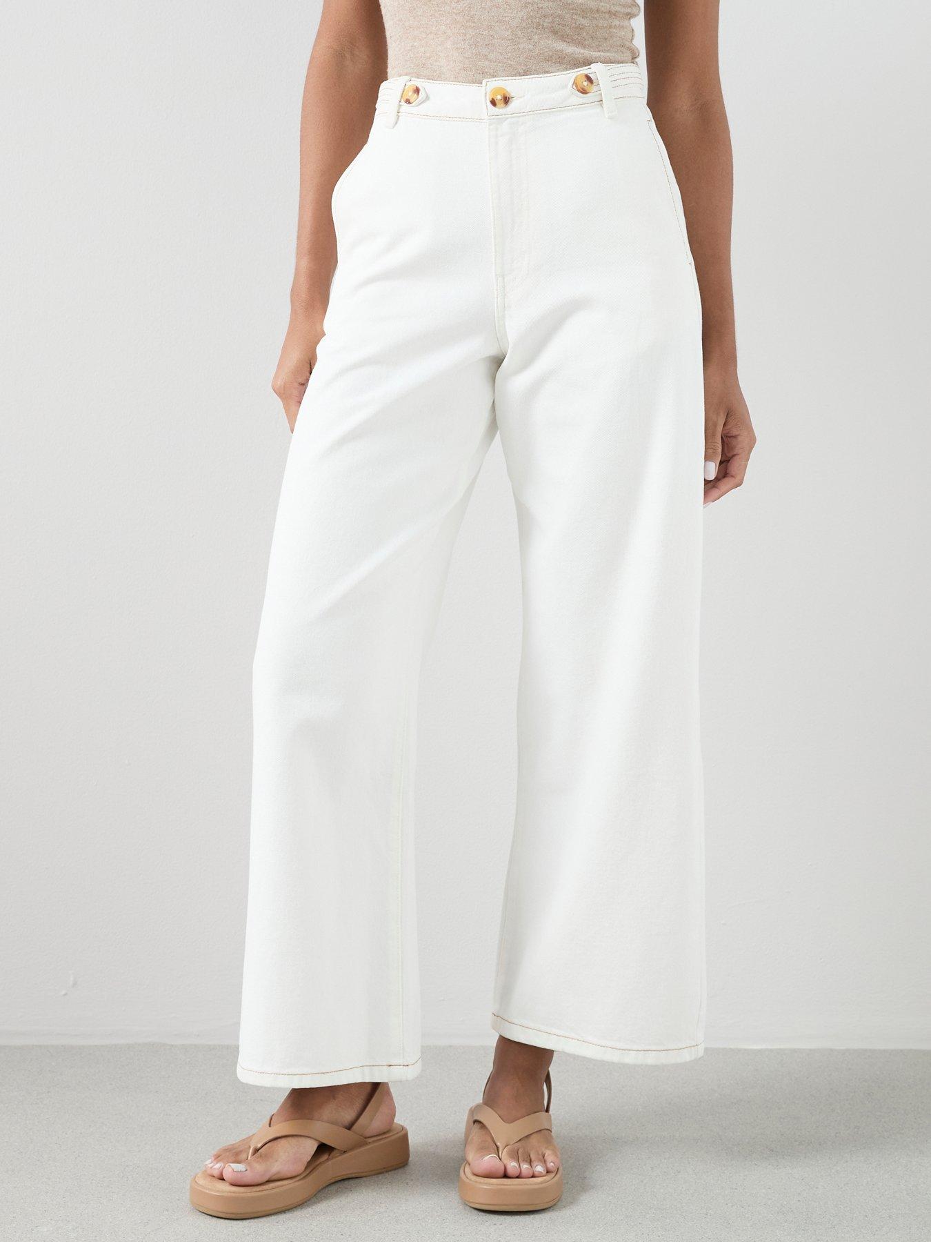 The Very Collection High Waist Wide Leg Jeans - Ecru