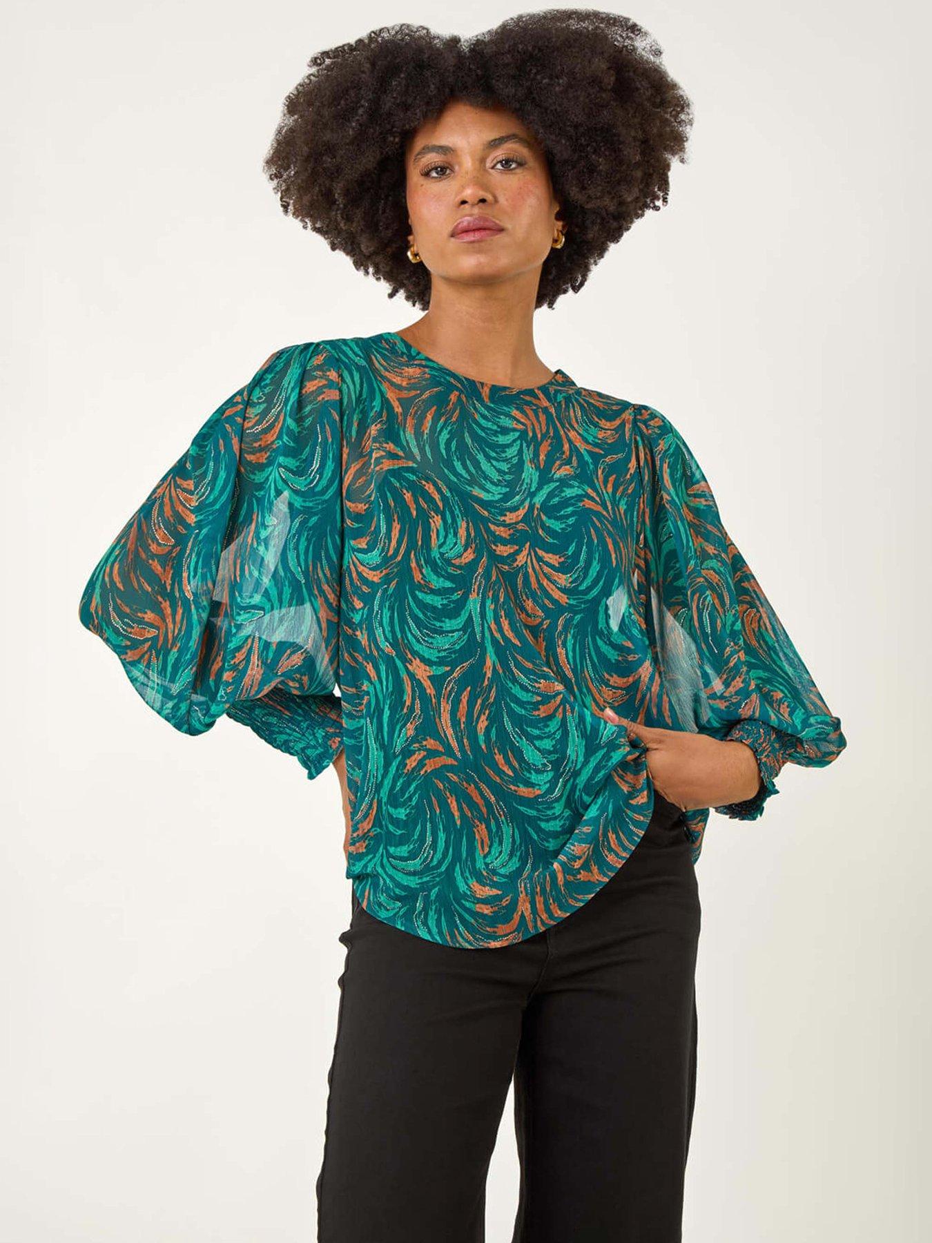 roman-metallic-abstract-printed-top-green