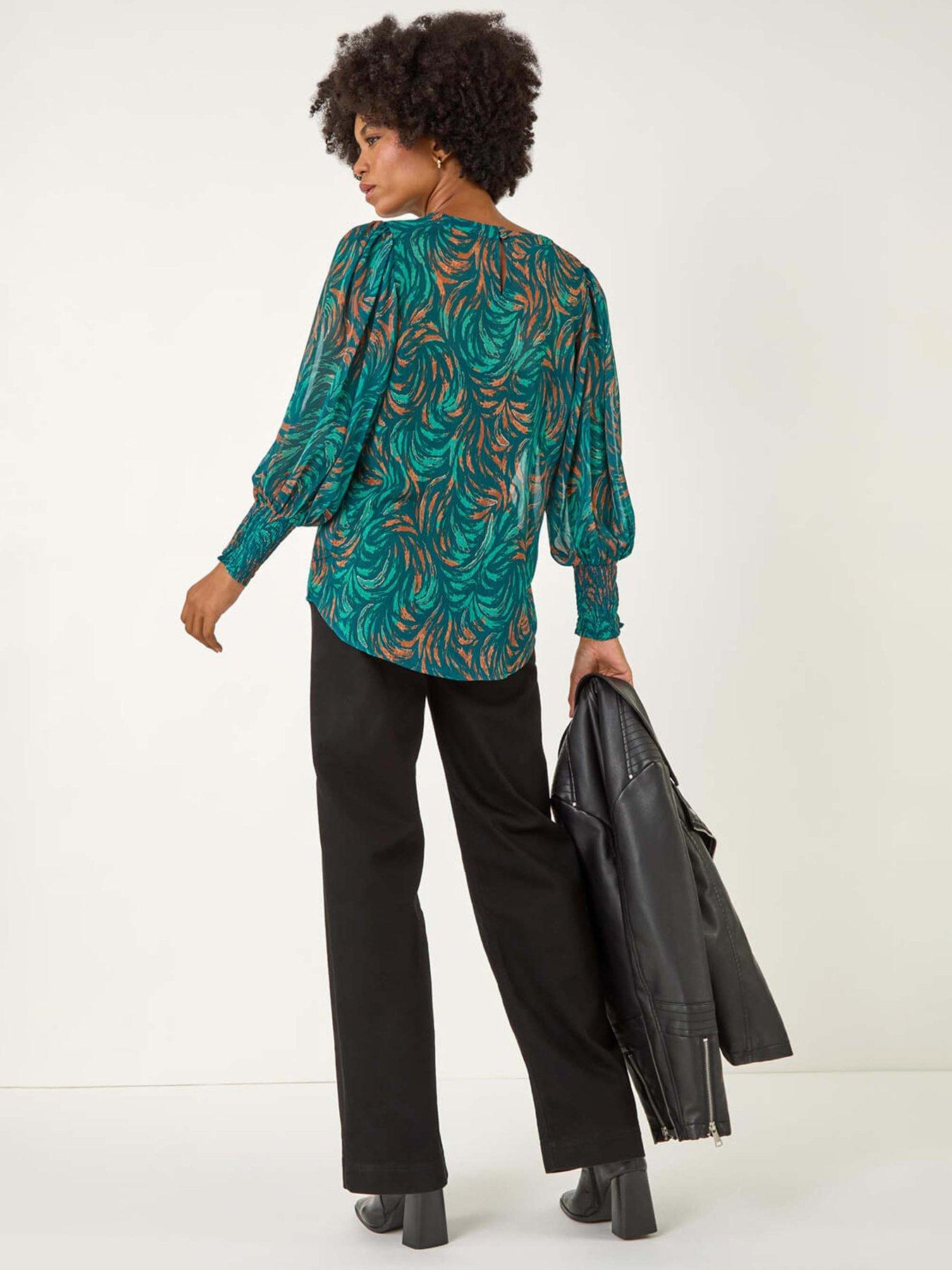 roman-metallic-abstract-printed-top-greenstillFront