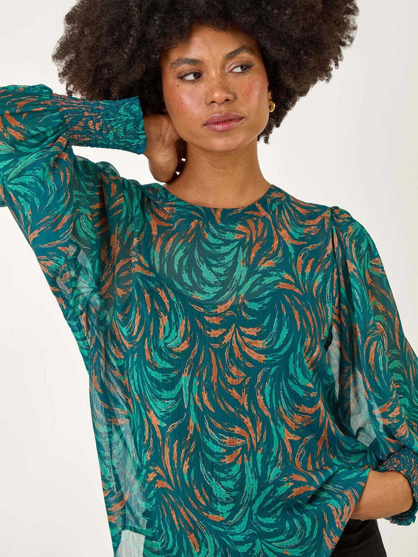 roman-metallic-abstract-printed-top-greenoutfit
