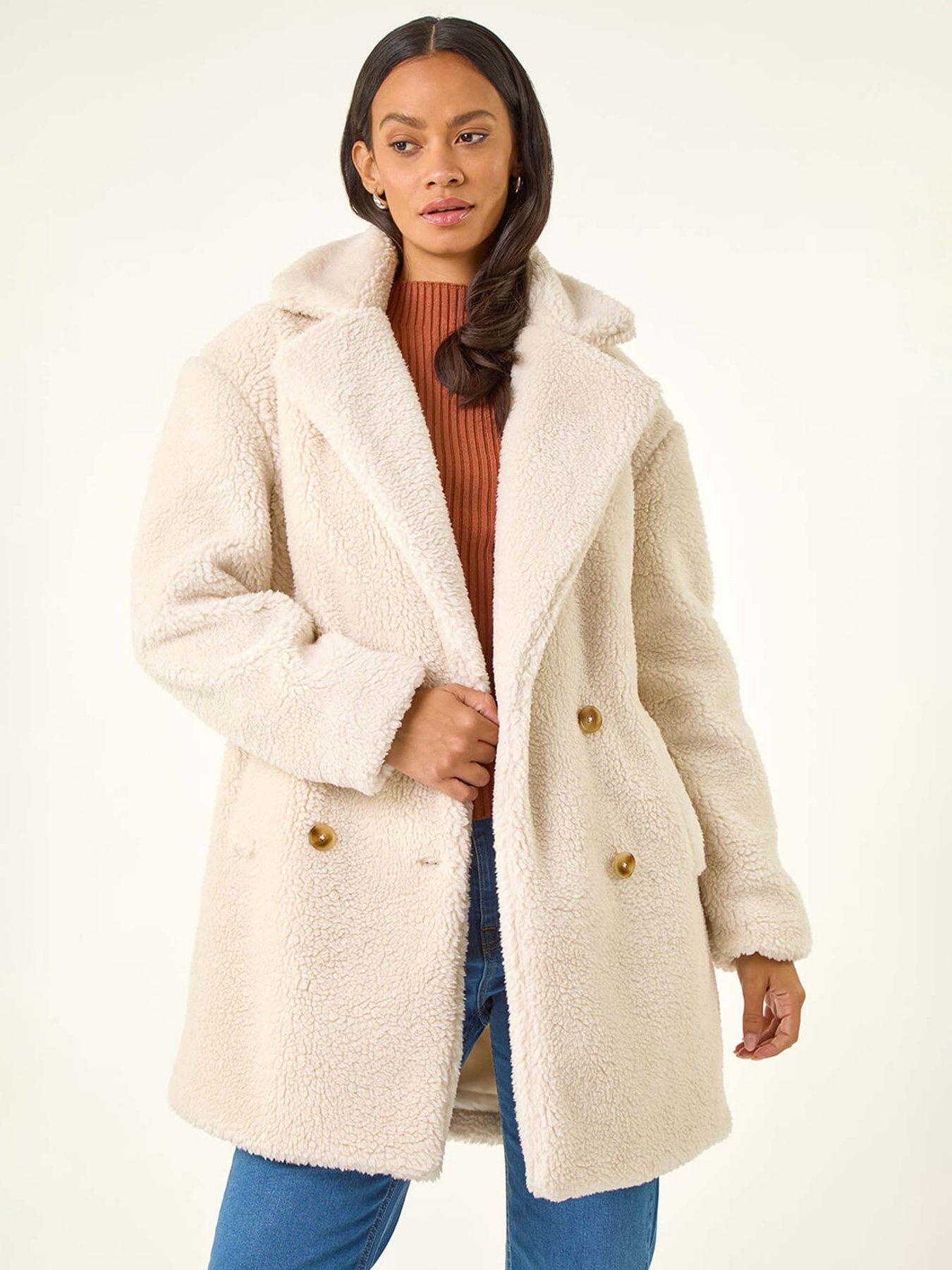 Roman Dusk Oversized Boucle Coat - White