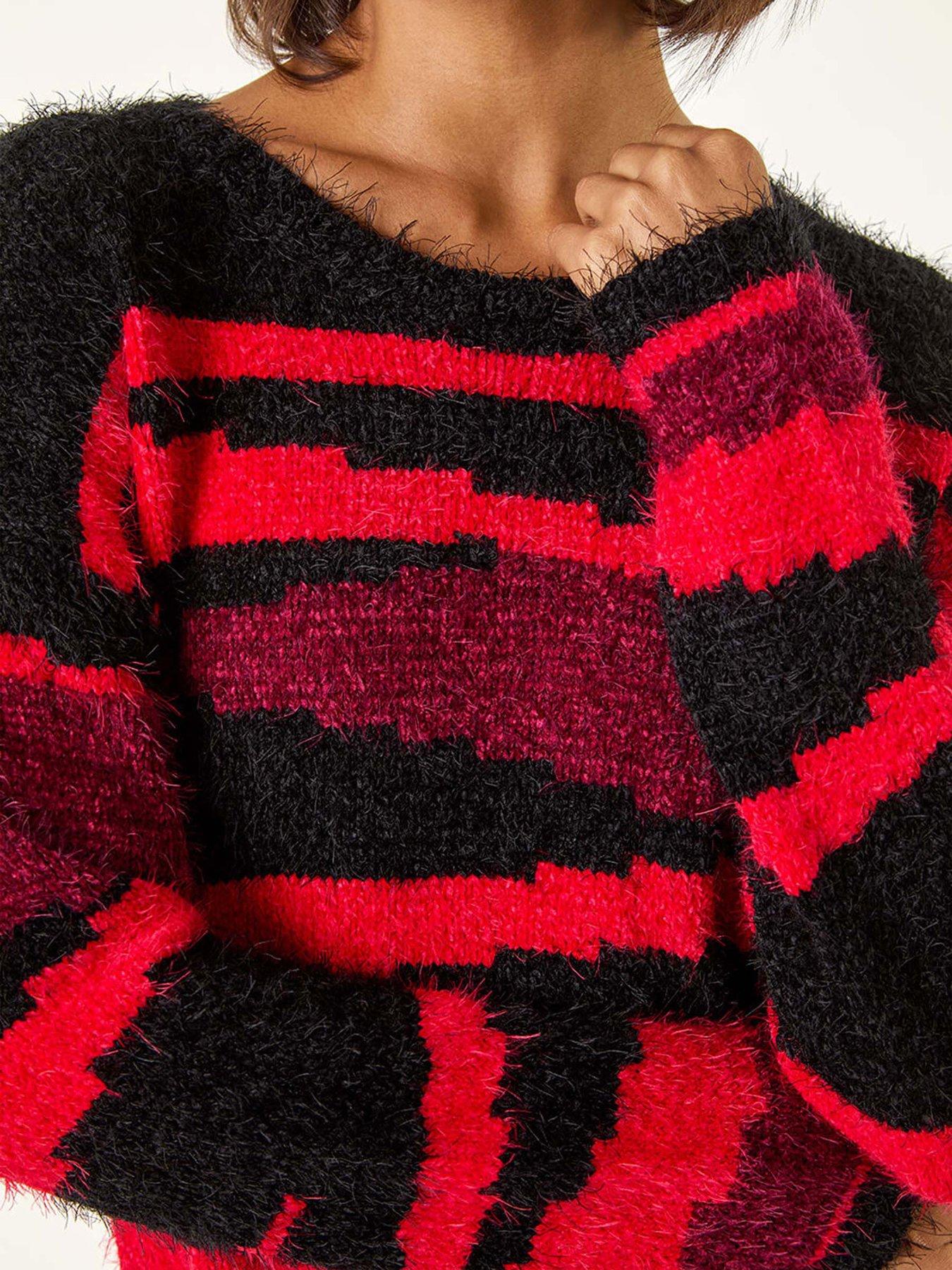 roman-fluffy-colour-block-knit-jumper-blackdetail