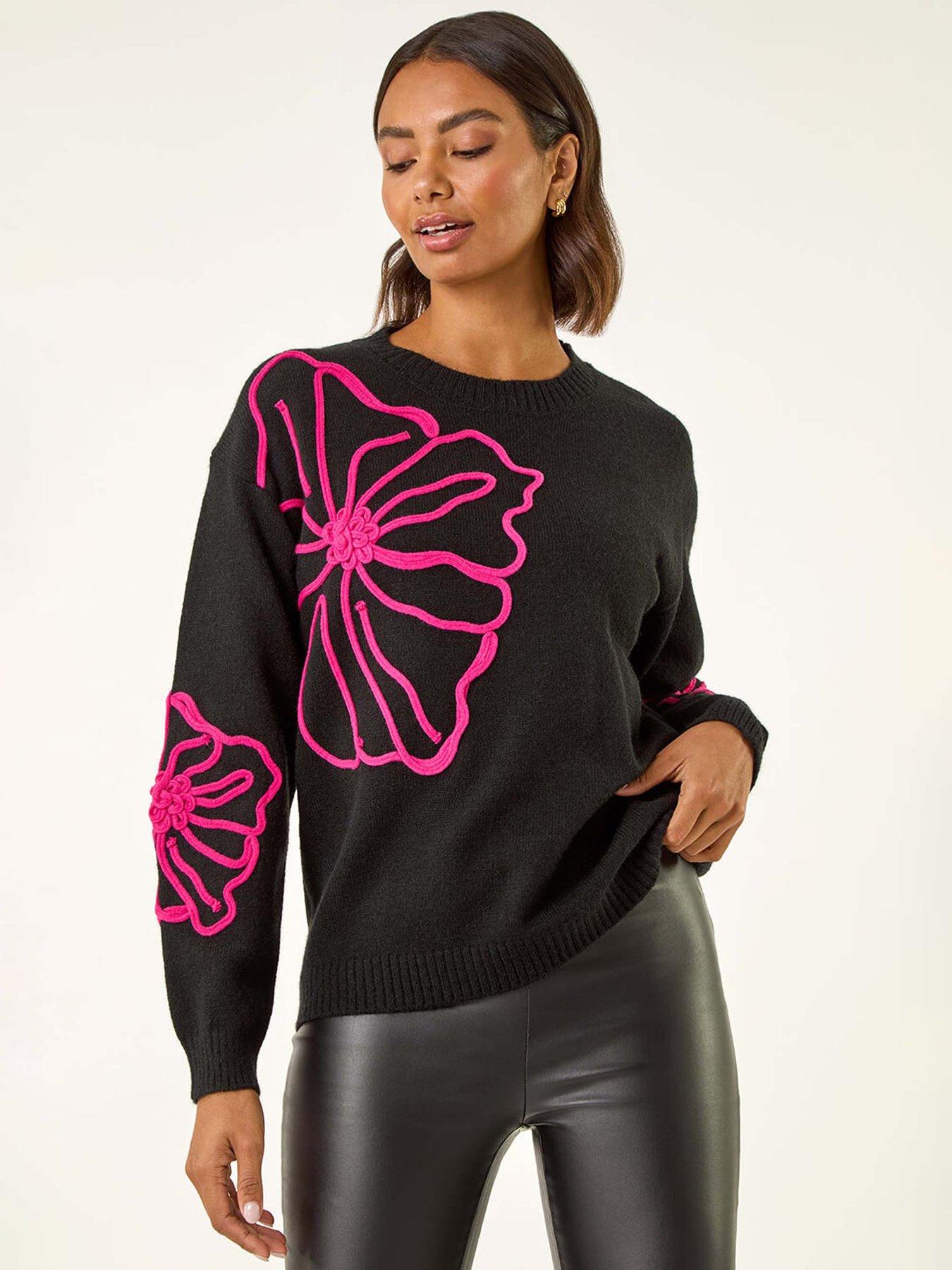 Image 1 of 5 of Roman Cornelli Rose Knit Jumper - Black