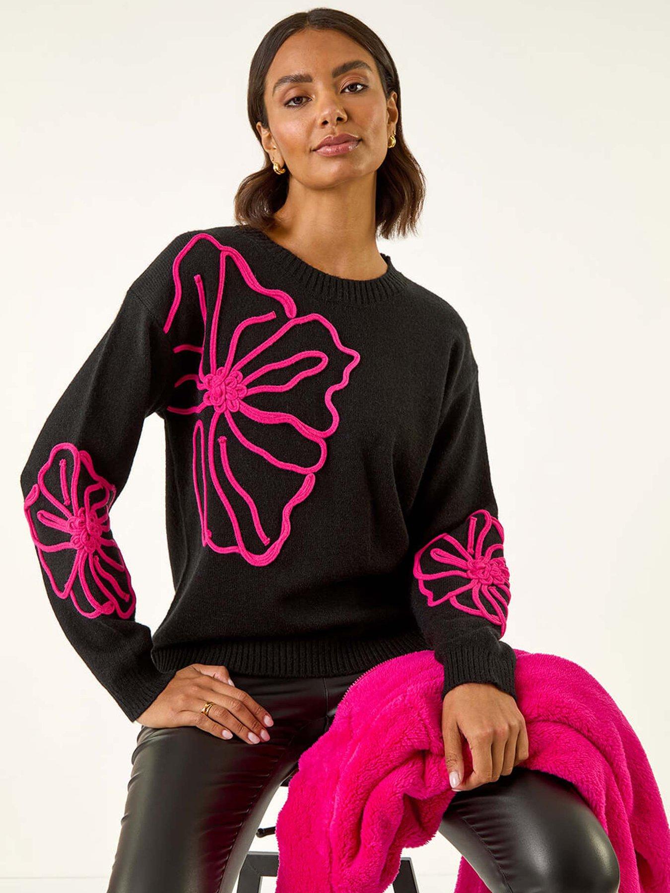 Image 4 of 5 of Roman Cornelli Rose Knit Jumper - Black