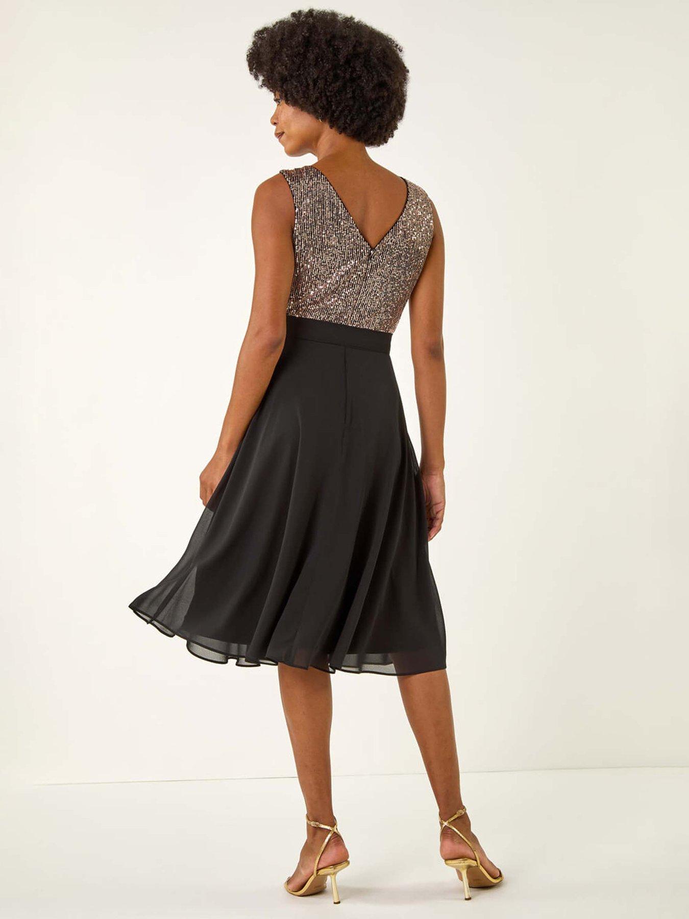 roman-sequin-bodice-belted-chiffon-dress-goldstillFront