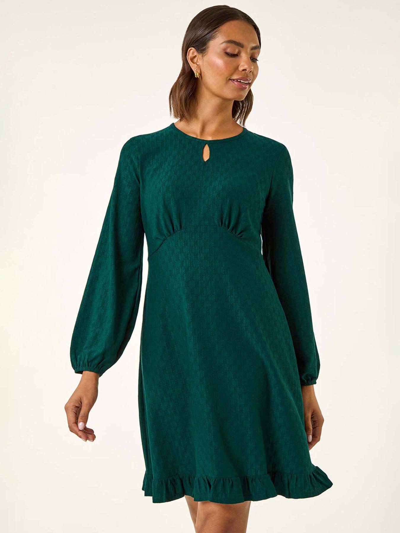 roman-textured-spot-keyhole-dress-blueback