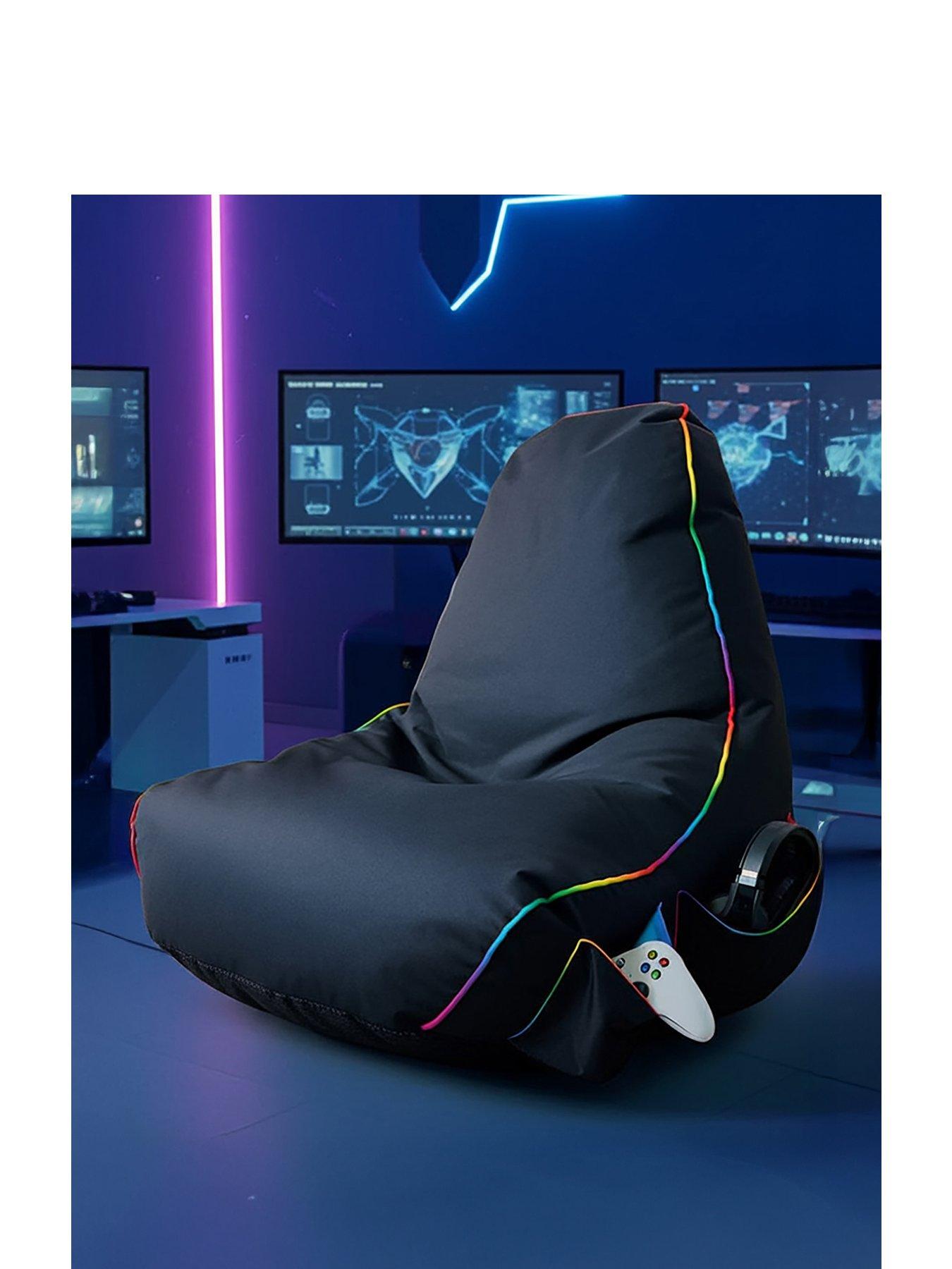 Image 2 of 7 of rucomfy Black Rugame Kids Gamer Bean Bag Chair- Led