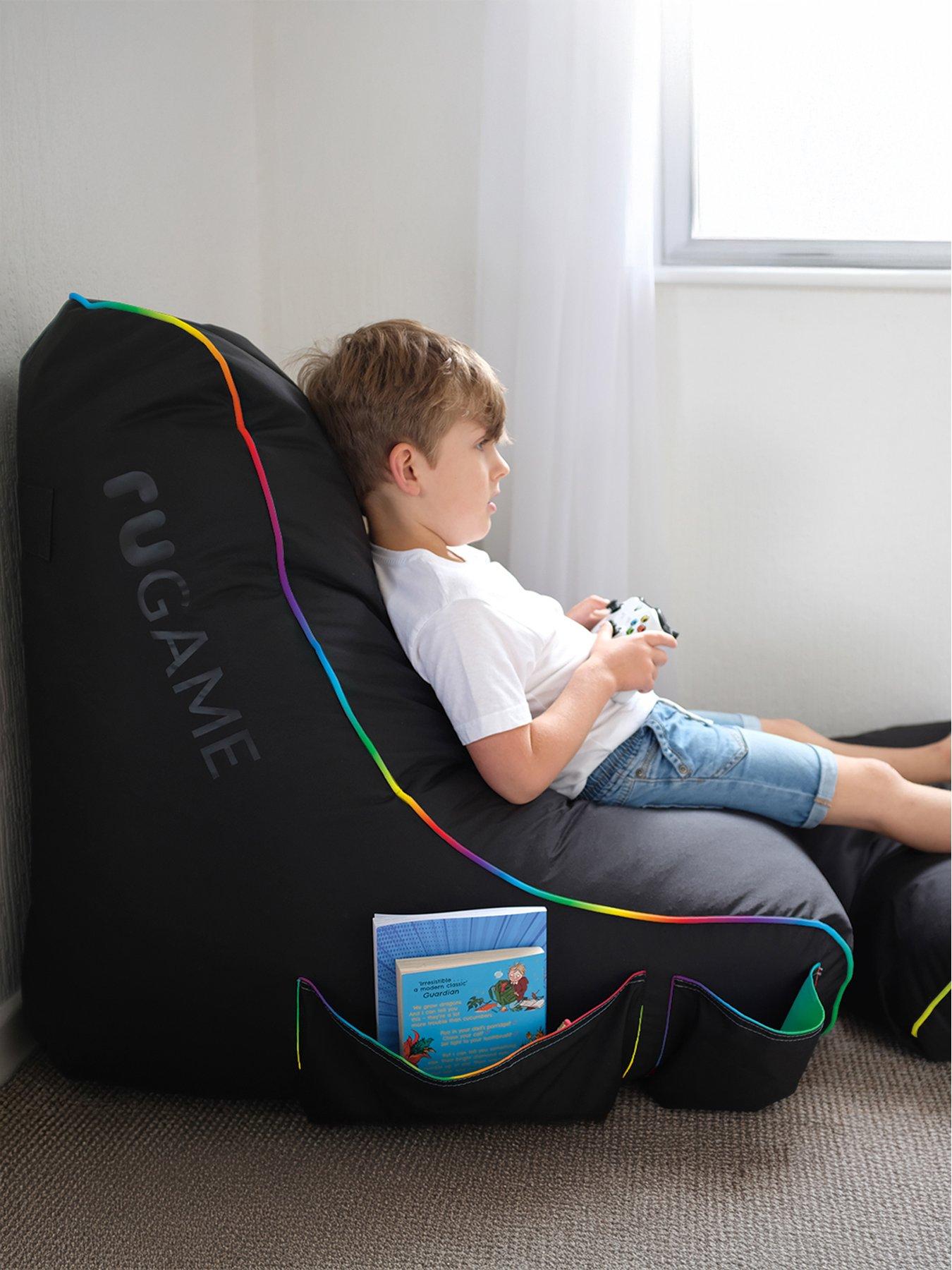 rucomfy-black-rugame-kids-gamer-bean-bag-chair--leddetail