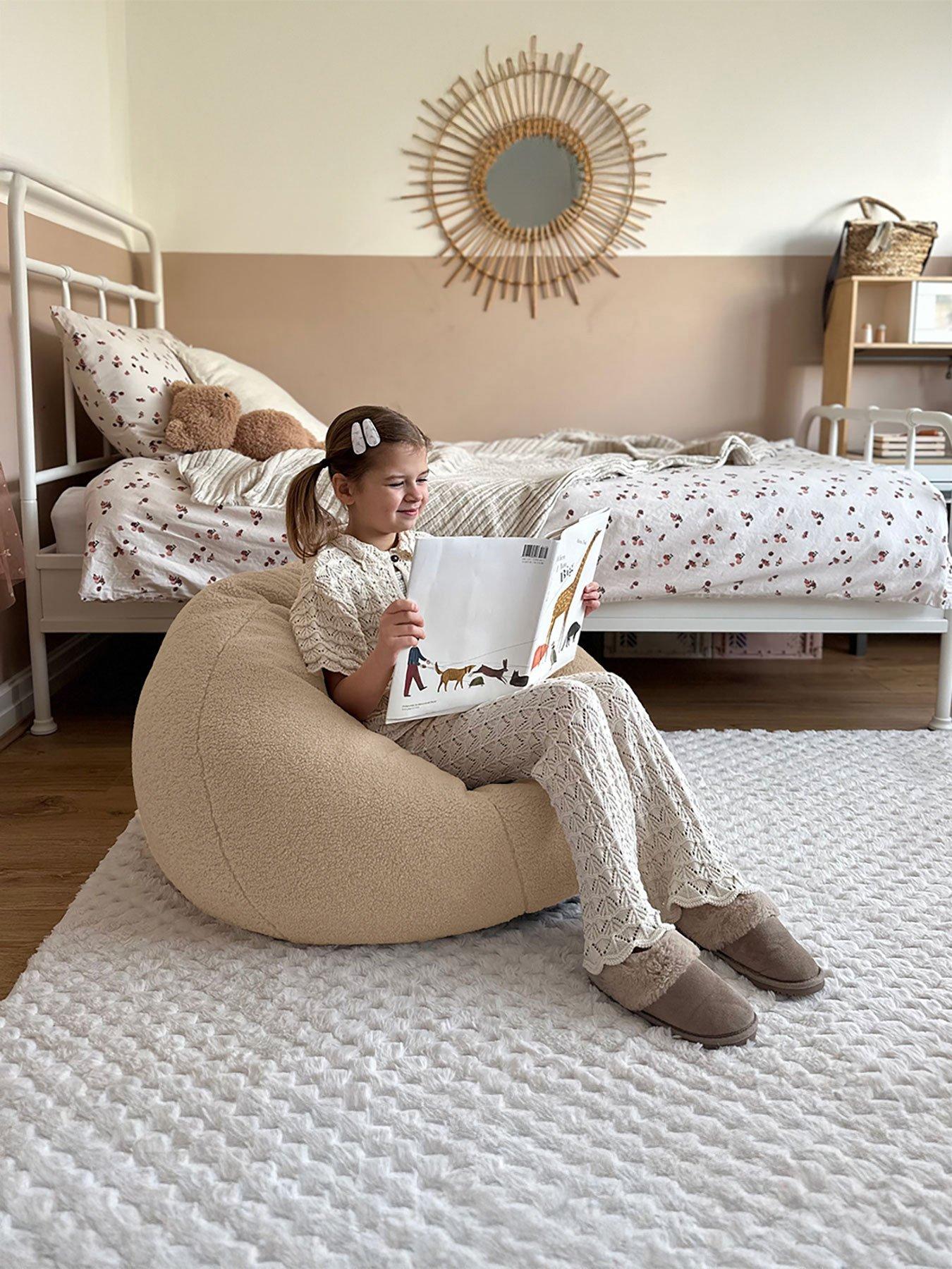 rucomfy Slouchbag Kids Bean Bag - Teddy Fleece - Taupe