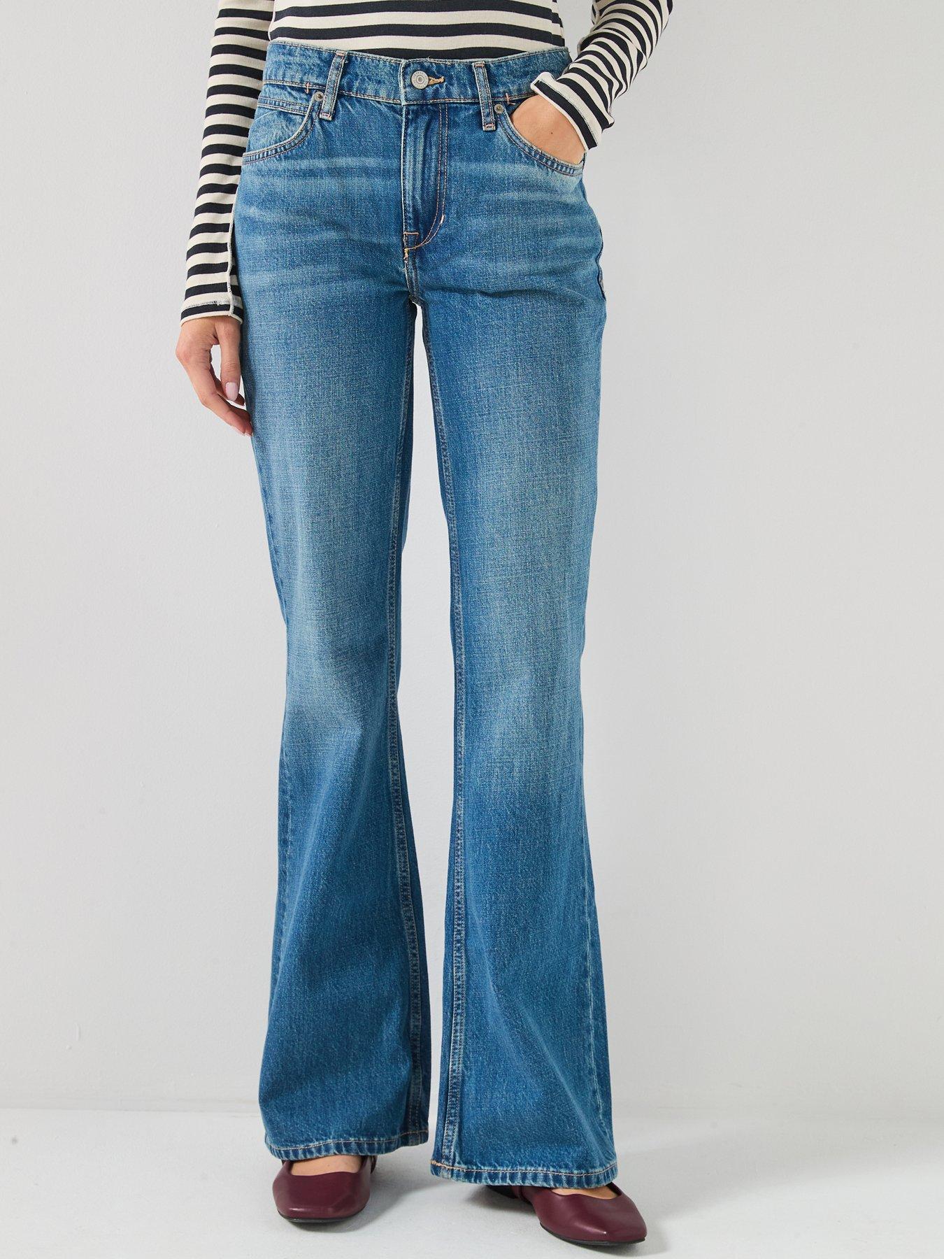 Image 1 of 6 of FREE PEOPLE West Coast Relaxed Flare Jeans - Blue