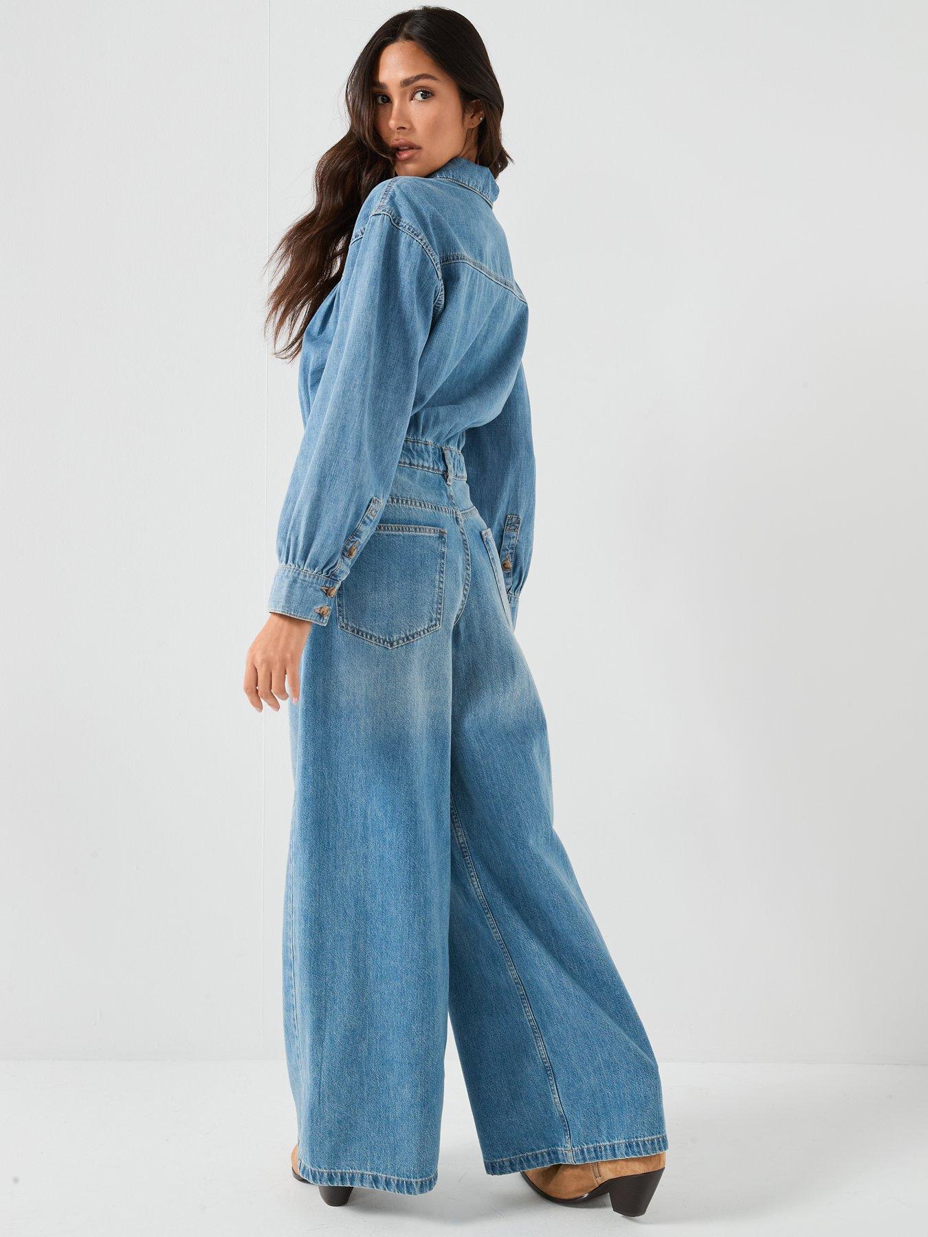 Image 2 of 6 of FREE PEOPLE Carpe Diem One Piece Denim Jumpsuit - Blue