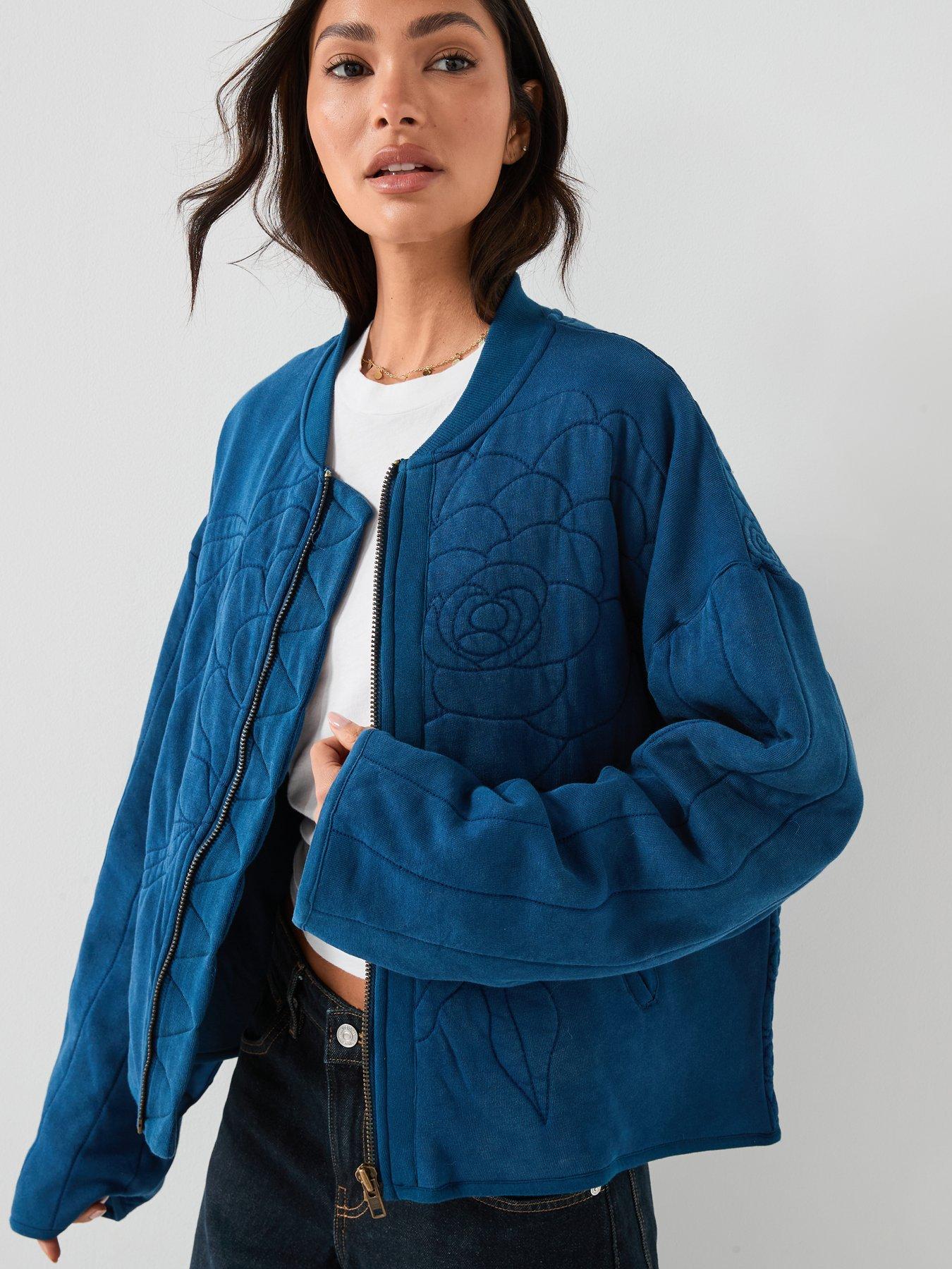 FREE PEOPLE Rose Zip-Up Sweatshirt - Blue