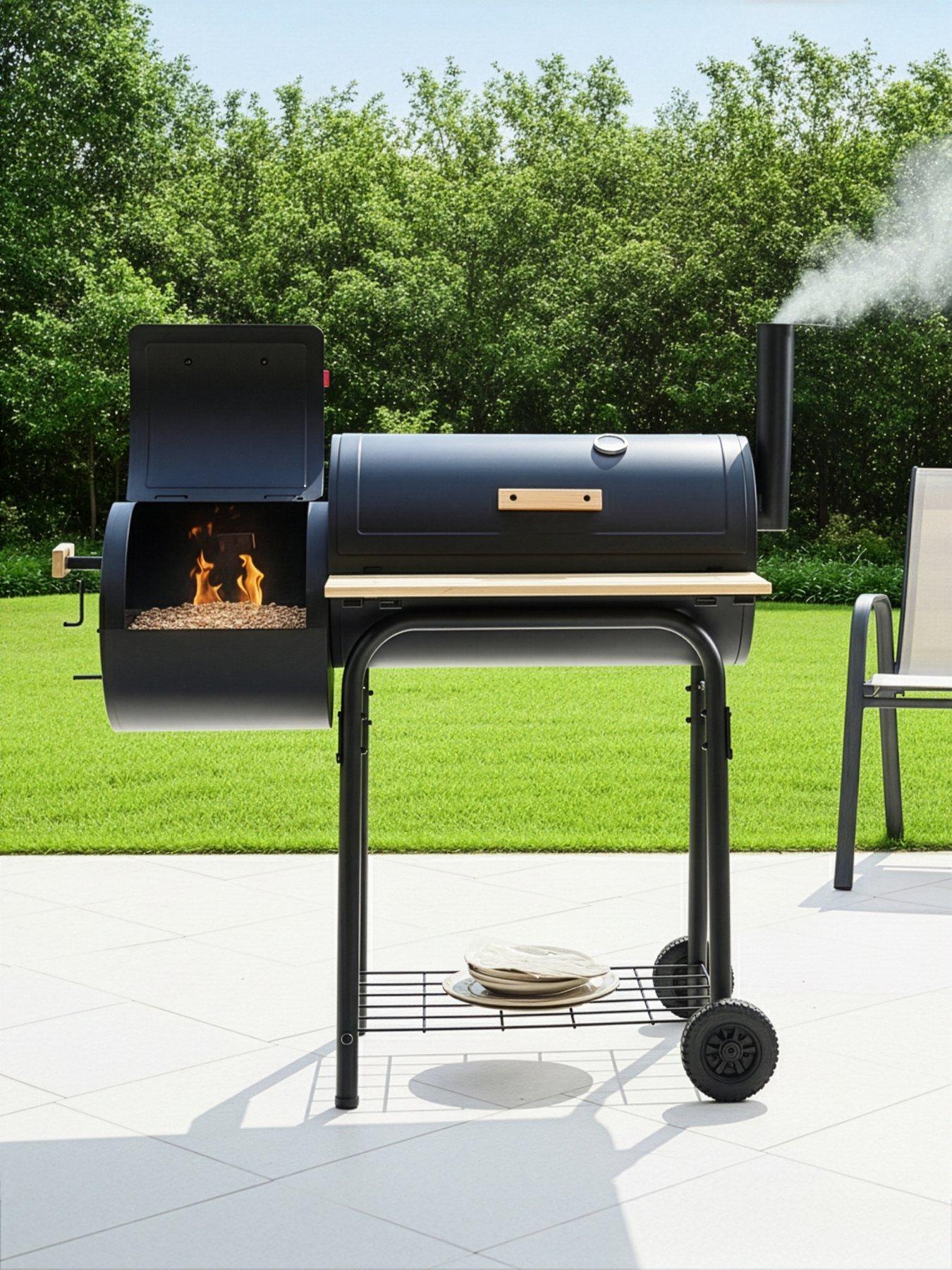 the-very-collection-barrel-charcoal-bbq-with-offset-smokerfront