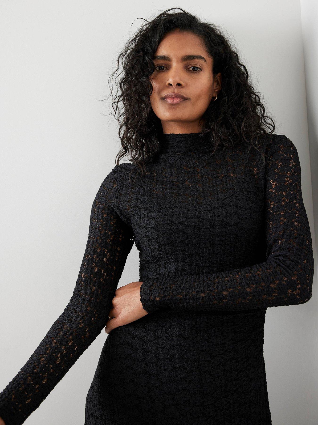 Mint Velvet Lace Asymmetric Dress - Black | Very Ireland