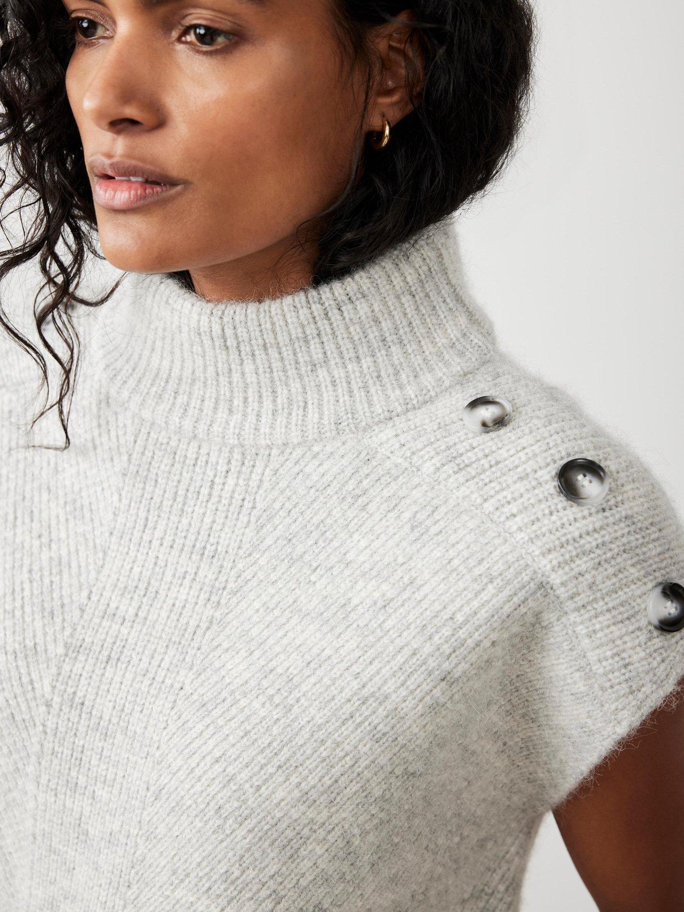 Image 4 of 6 of Mint Velvet Silver Button Sleeveless Jumper - Grey