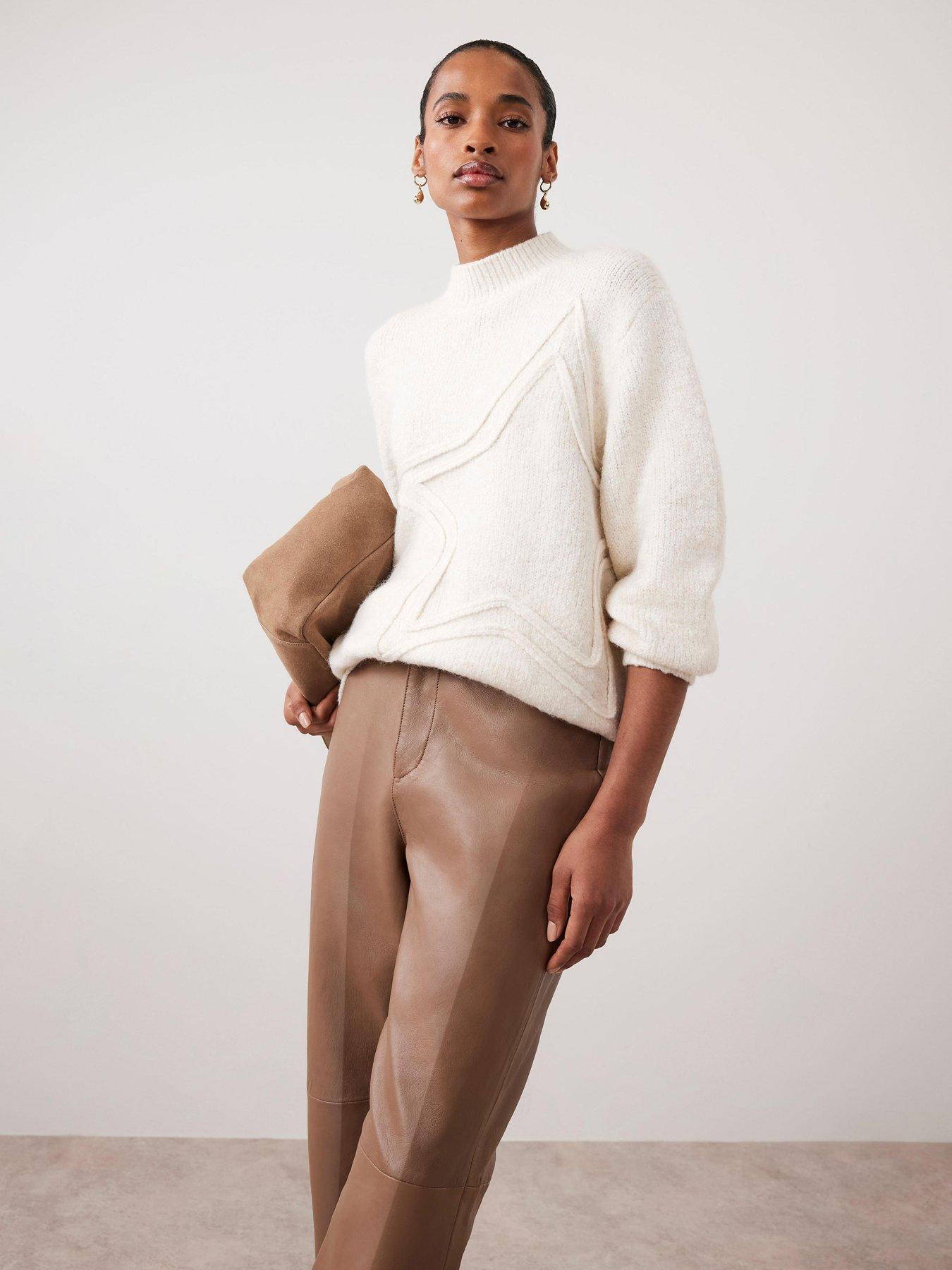 Mint Velvet Tonal Star Jumper - Cream