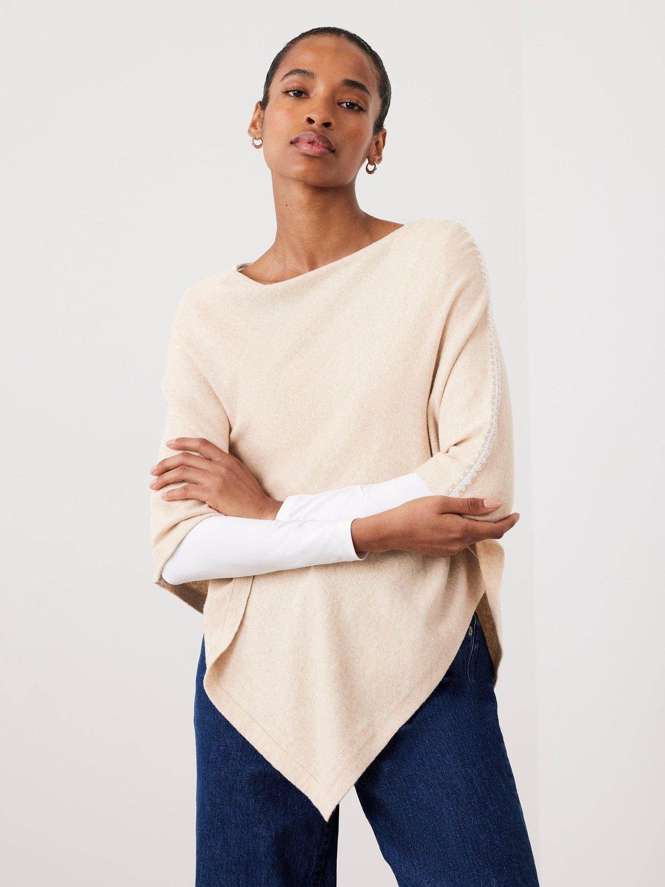 Image 2 of 6 of Mint Velvet Neutral Whipstitch Poncho - Beige