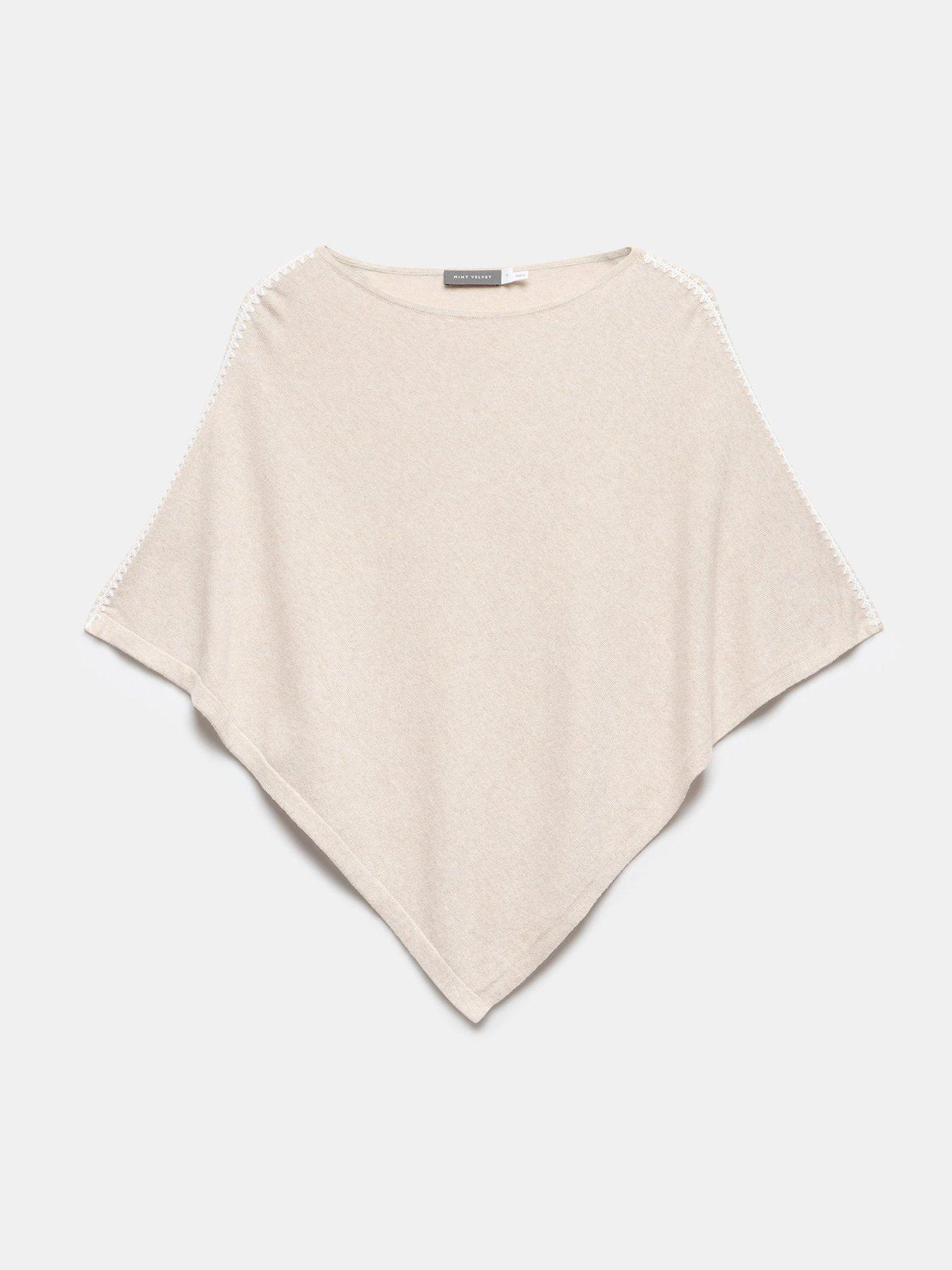 Image 5 of 6 of Mint Velvet Neutral Whipstitch Poncho - Beige