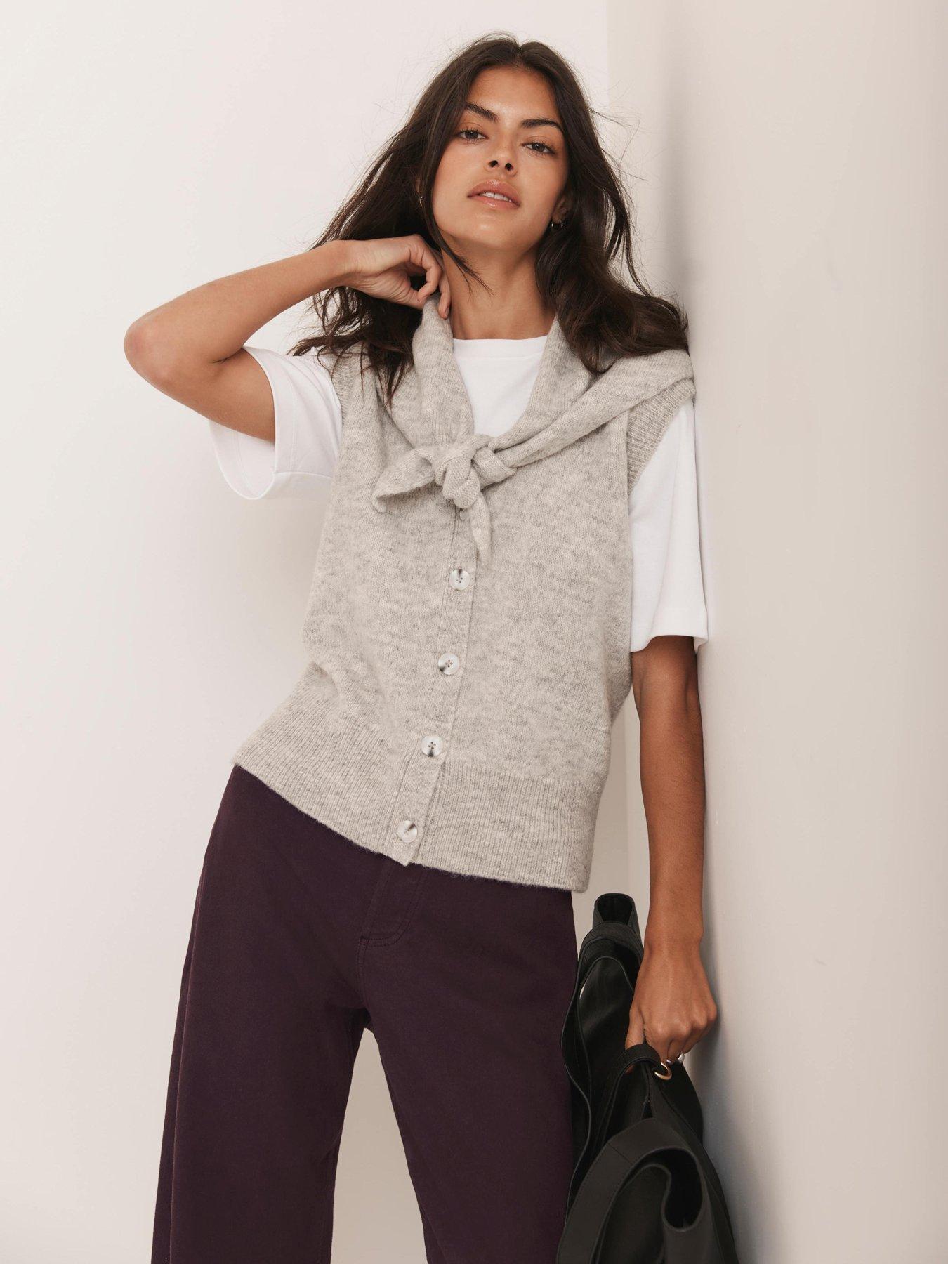 Mint Velvet Sleeveless Scarf Knit - Grey