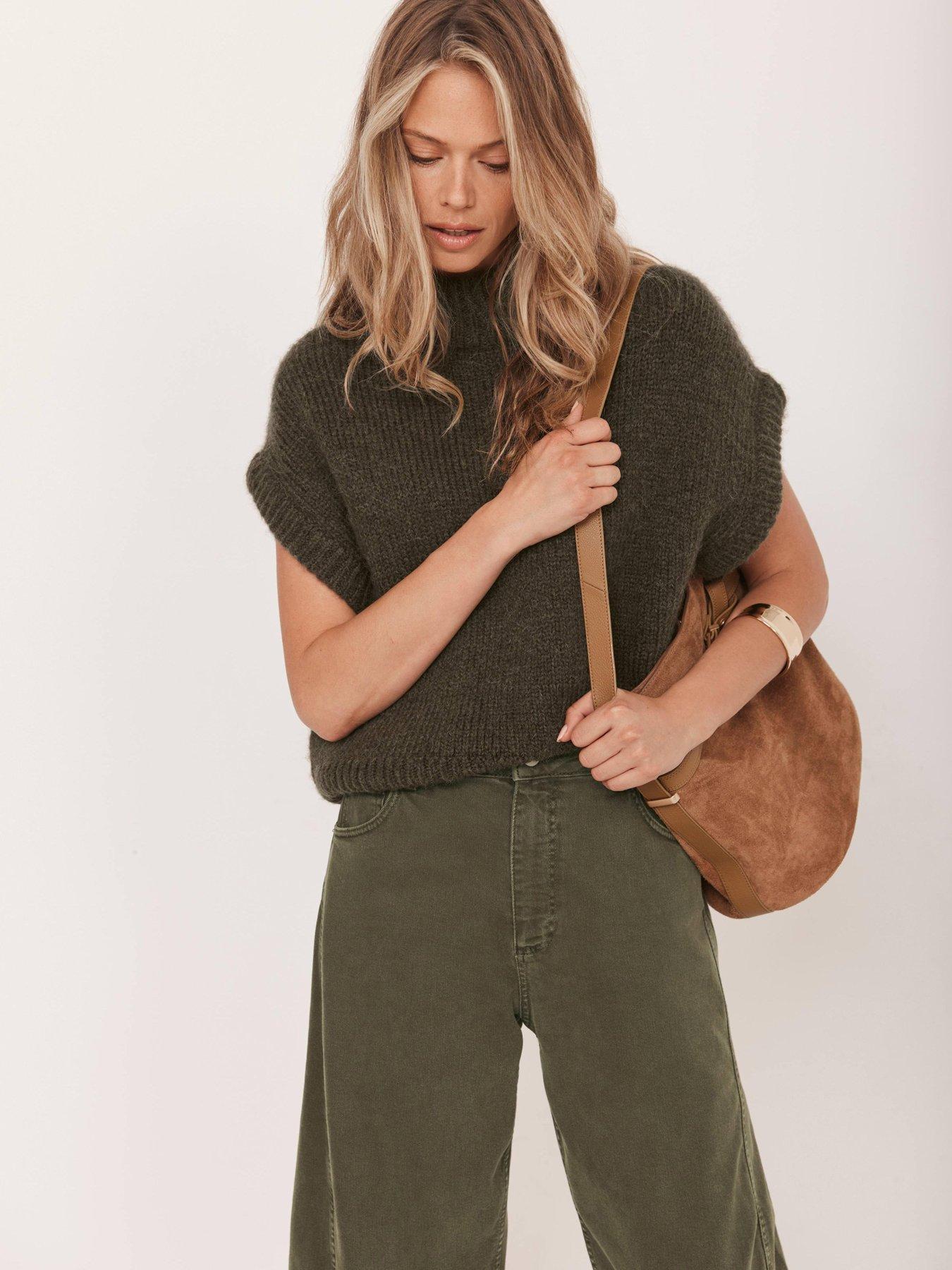 Image 2 of 6 of Mint Velvet Wool Blend Knit Top - Khaki Green