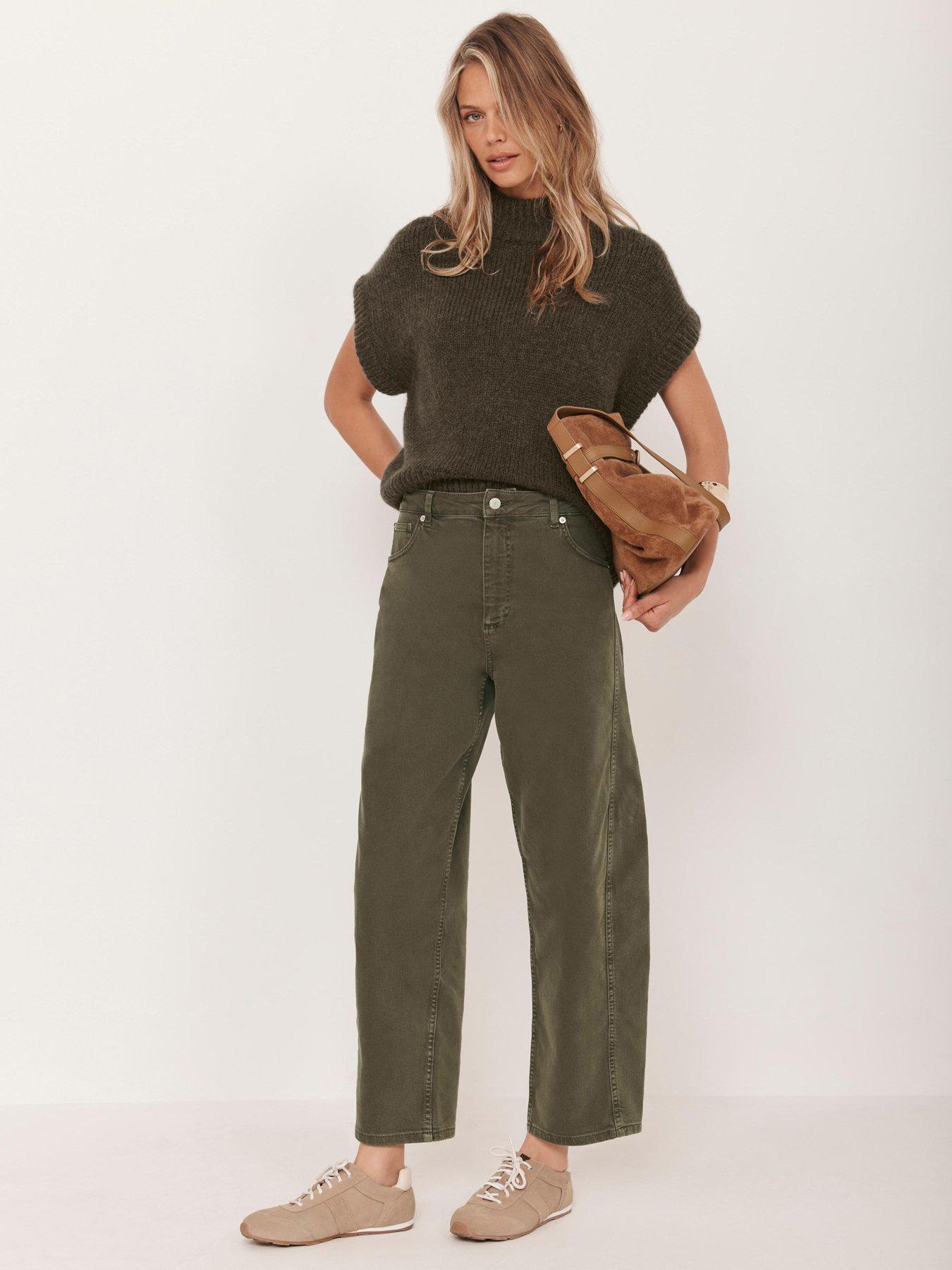 Image 3 of 6 of Mint Velvet Wool Blend Knit Top - Khaki Green