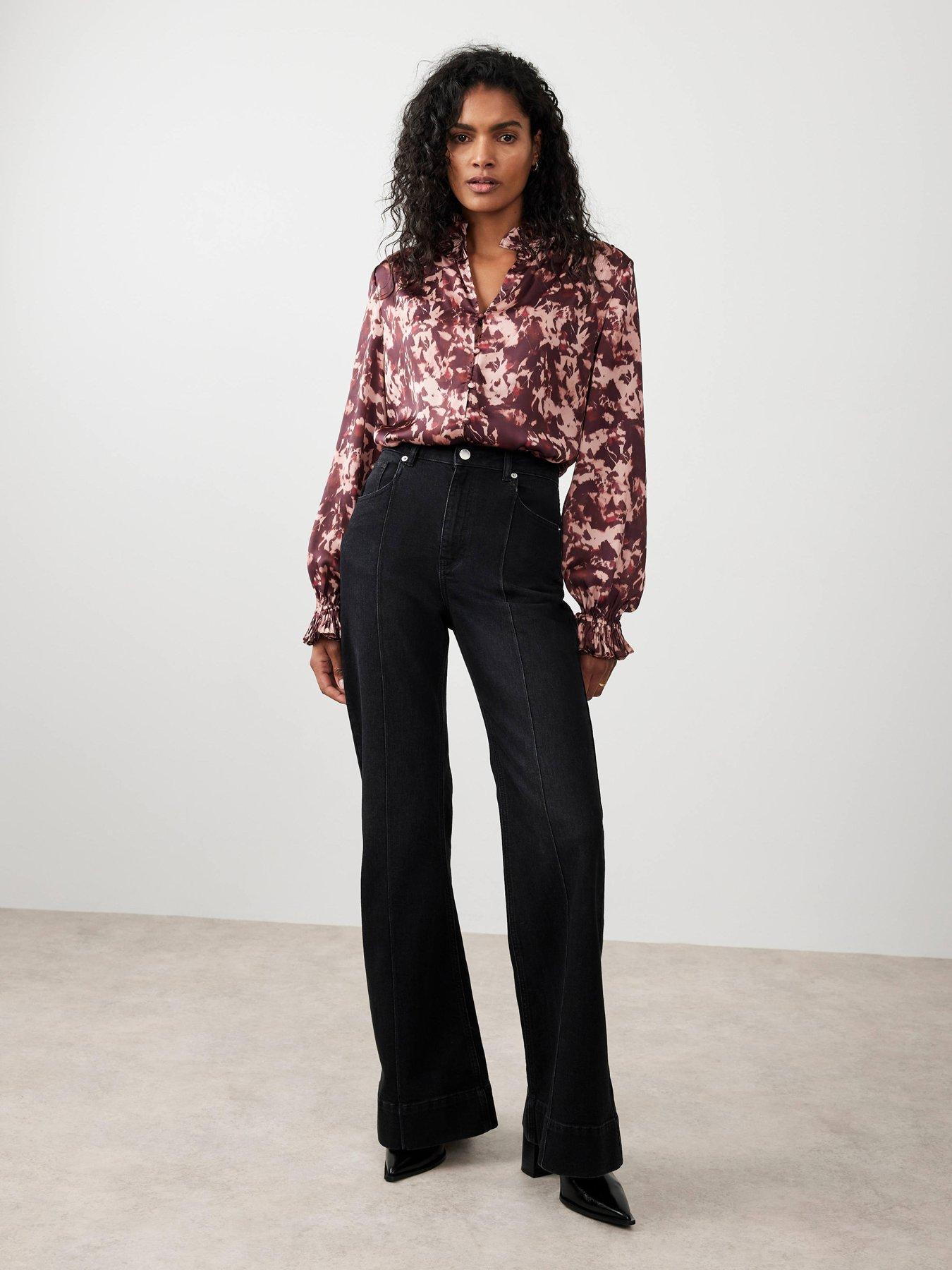 Image 4 of 6 of Mint Velvet Abstract Print Pleat Blouse - Red