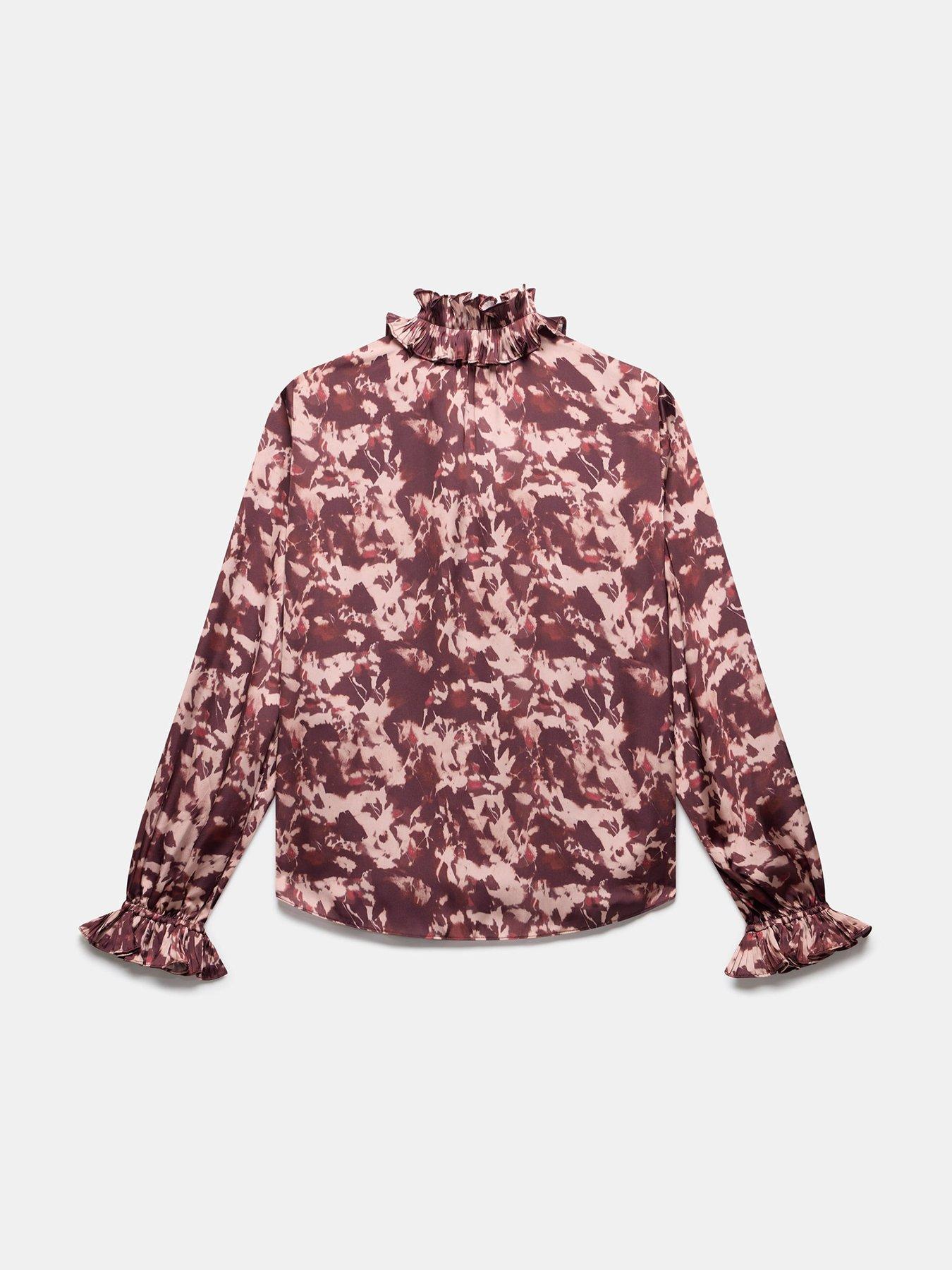 Image 6 of 6 of Mint Velvet Abstract Print Pleat Blouse - Red