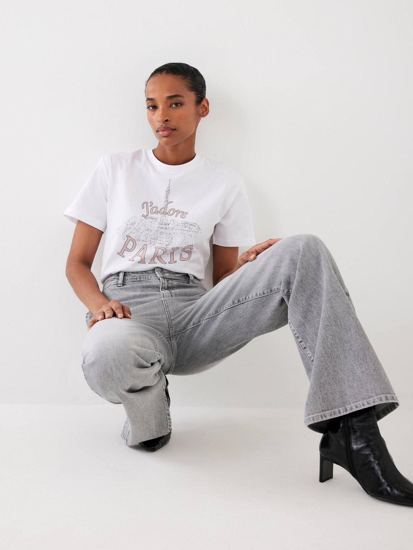 Mint Velvet Ivory J'Adore Graphic T-Shirt - White