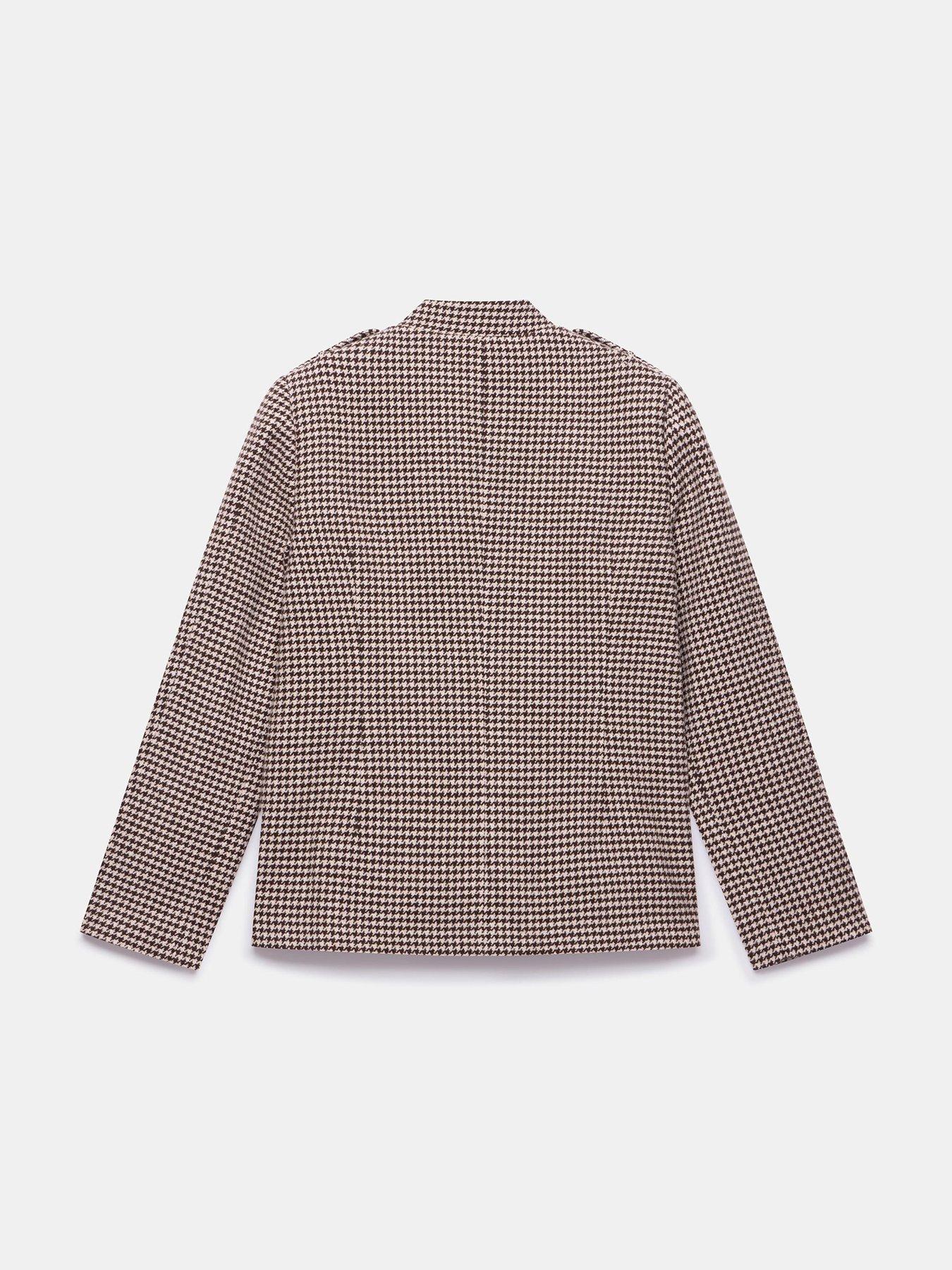 Image 6 of 6 of Mint Velvet Check Military Jacket - Brown