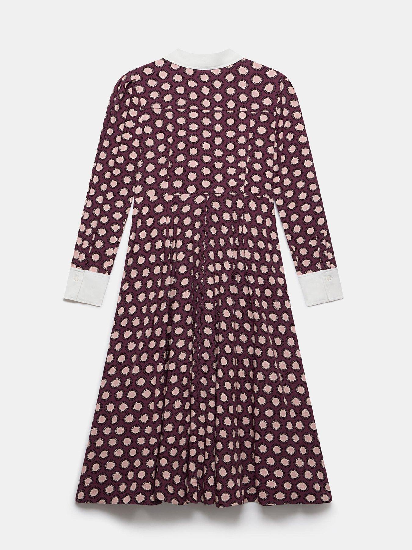 Image 6 of 6 of Mint Velvet Burgundy Star Print Midi Dress - Red