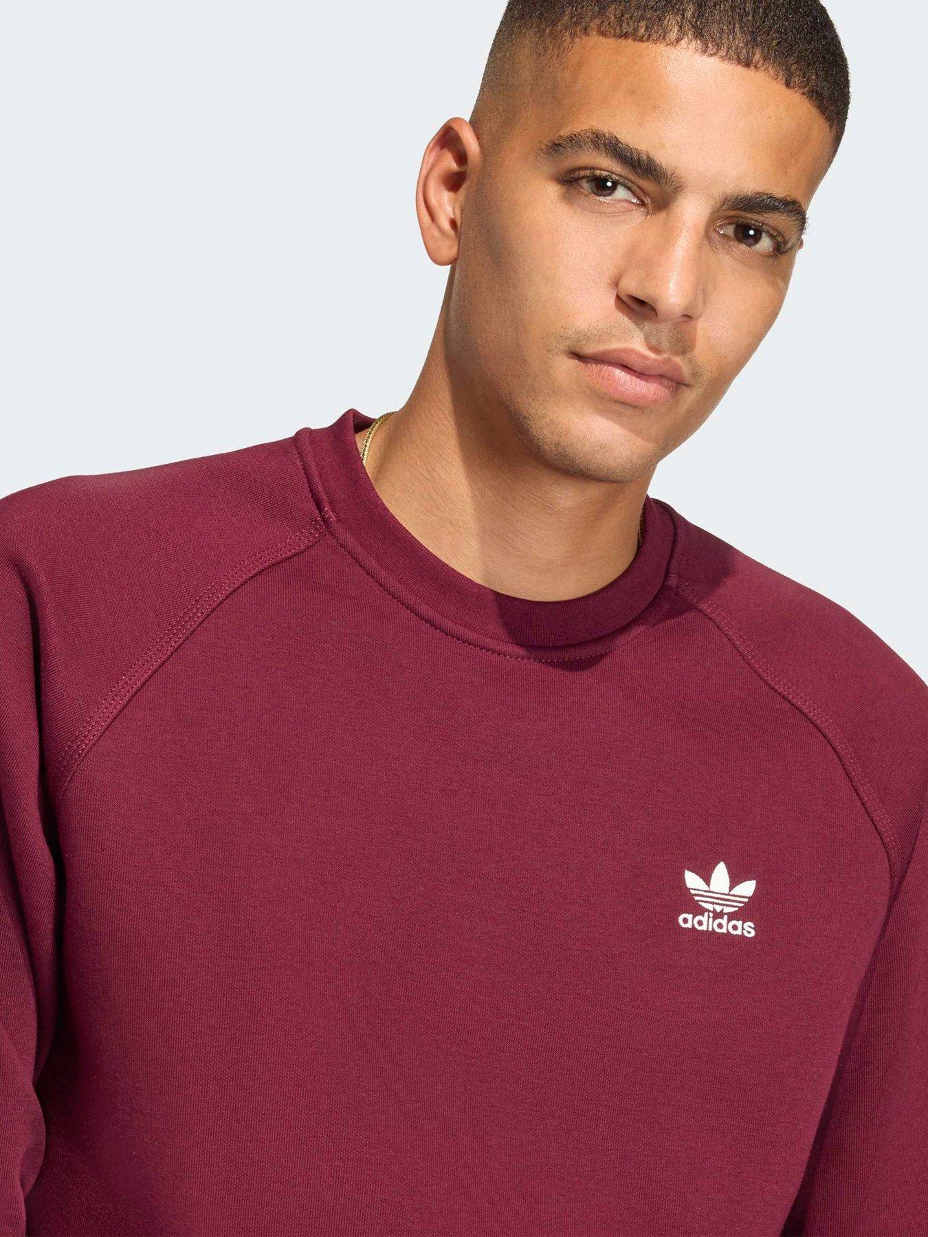 adidas-originals-mens-trefoil-essentials-crew-sweat-red-dark-redoutfit
