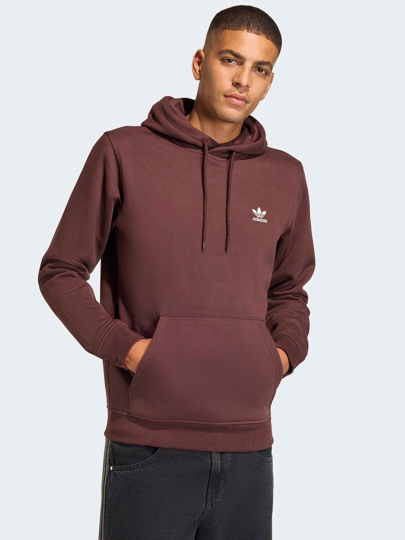 adidas-originals-mens-trefoil-essentials-hoody-brownfront