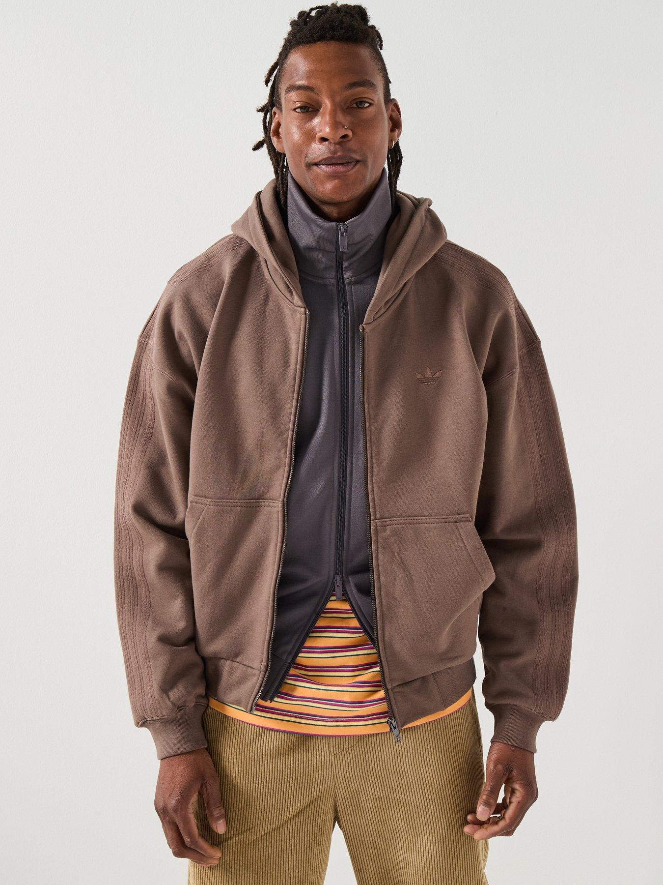 adidas-originals-mens-premium-essentials-full-zip-hoodie-brown