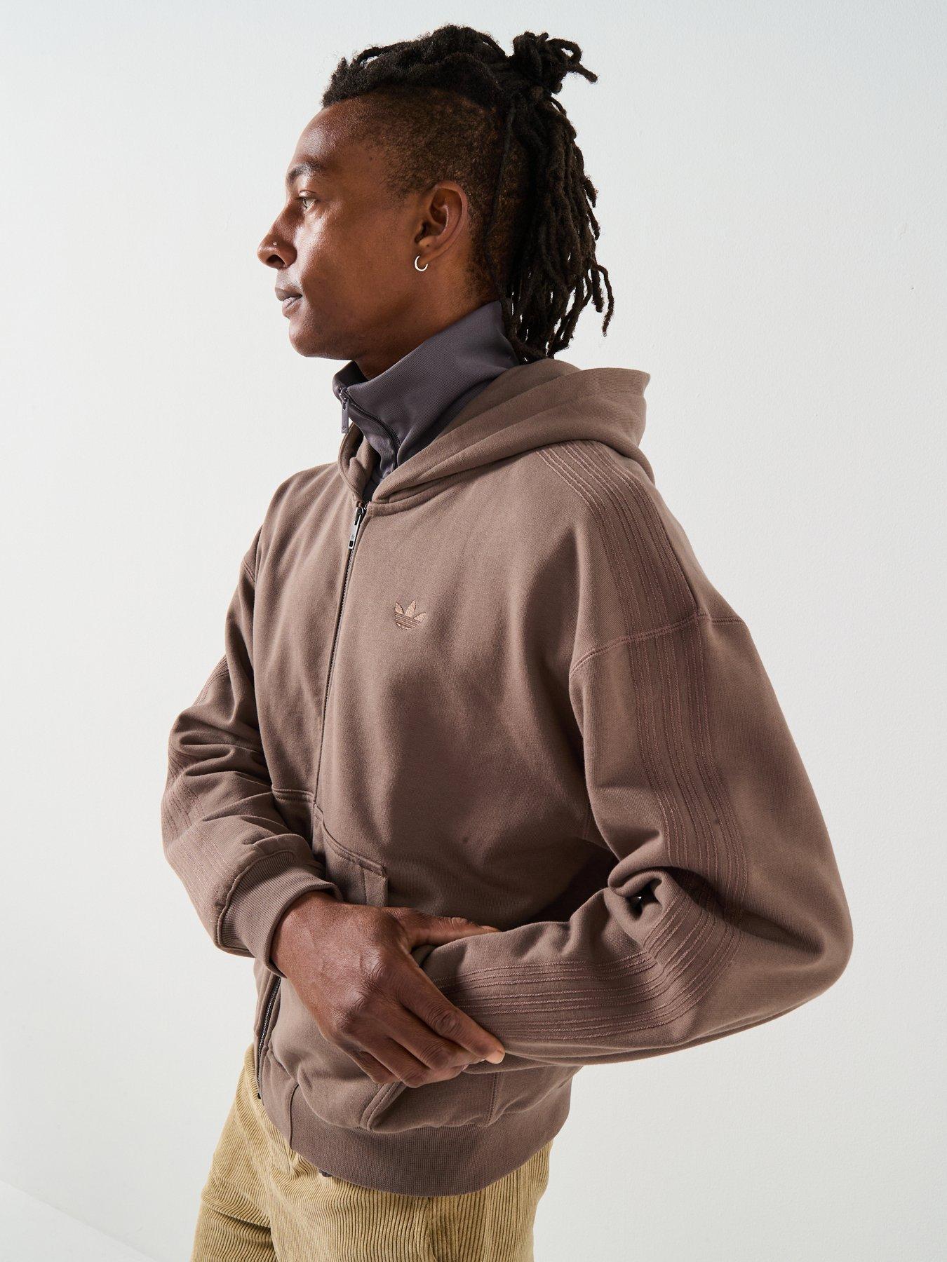 adidas-originals-mens-premium-essentials-full-zip-hoodie-browndetail