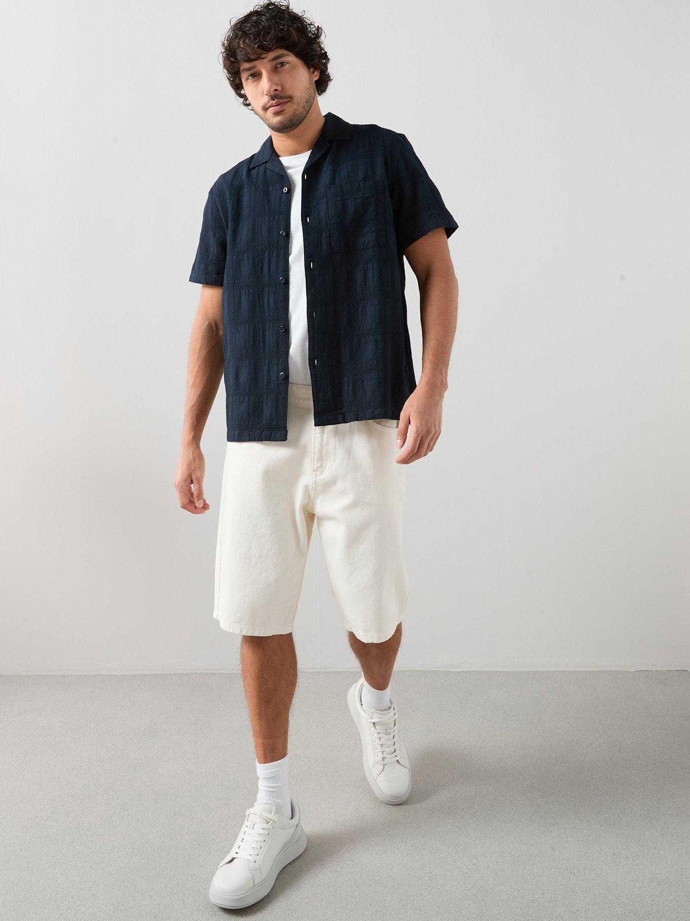 Image 1 of 7 of The Very Collection Regular Fit Denim Shorts - Ecru