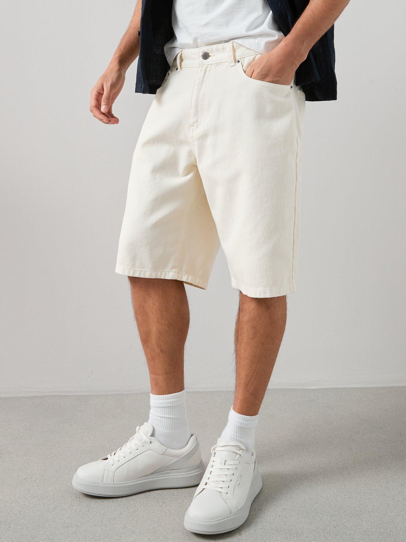 Image 6 of 7 of The Very Collection Regular Fit Denim Shorts - Ecru