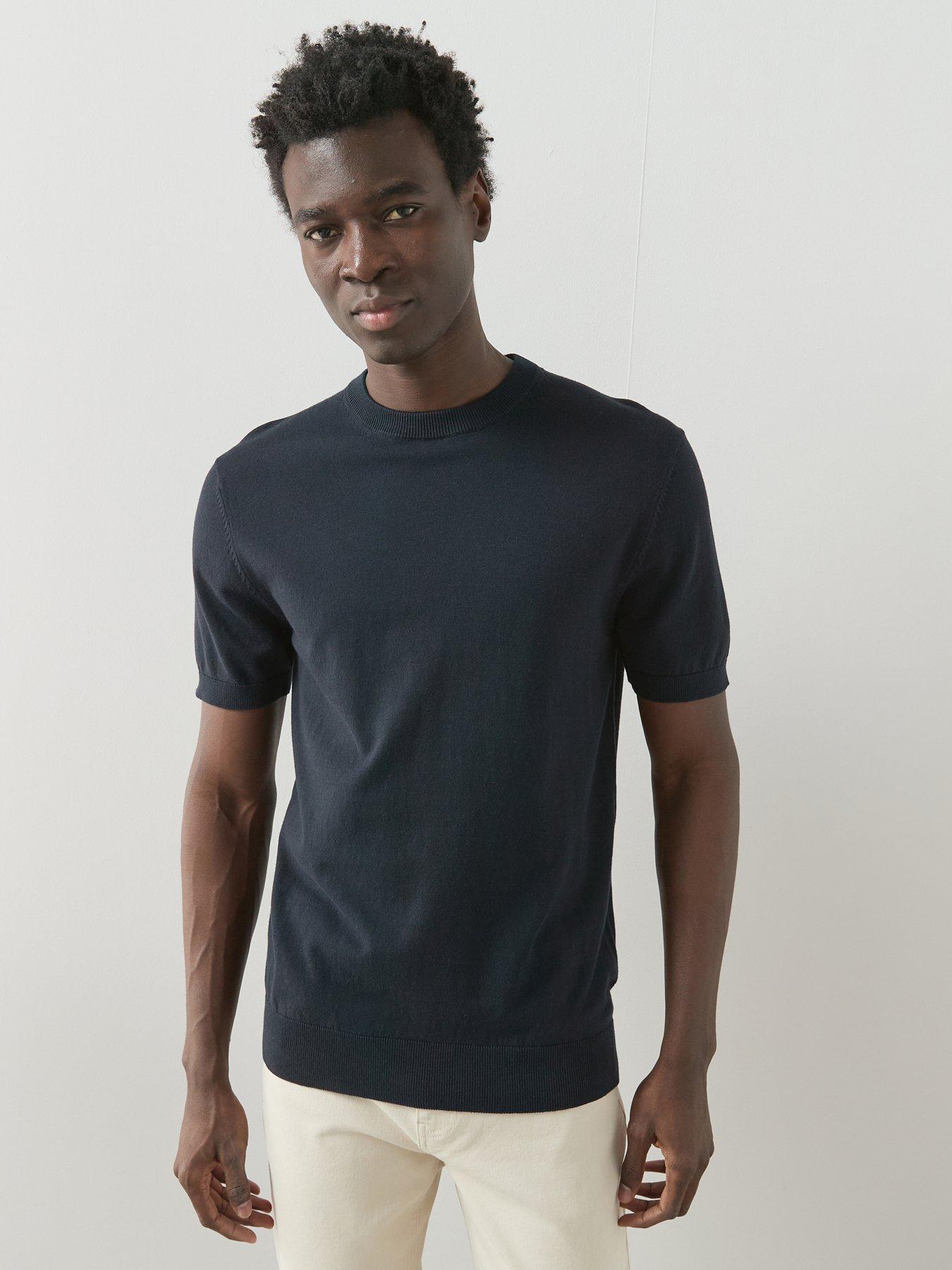 The Very Collection Cotton Rich Short Sleeve Knitted T-Shirt - Navy