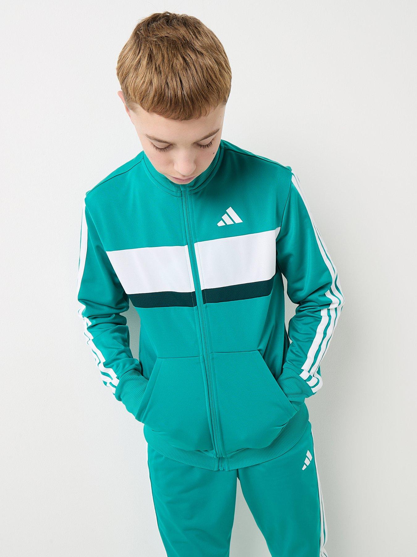 adidas Sportswear Junior Boys Seasonal Essentials Tiberio 3-Stripes Tricot Track Suit Kids - Green