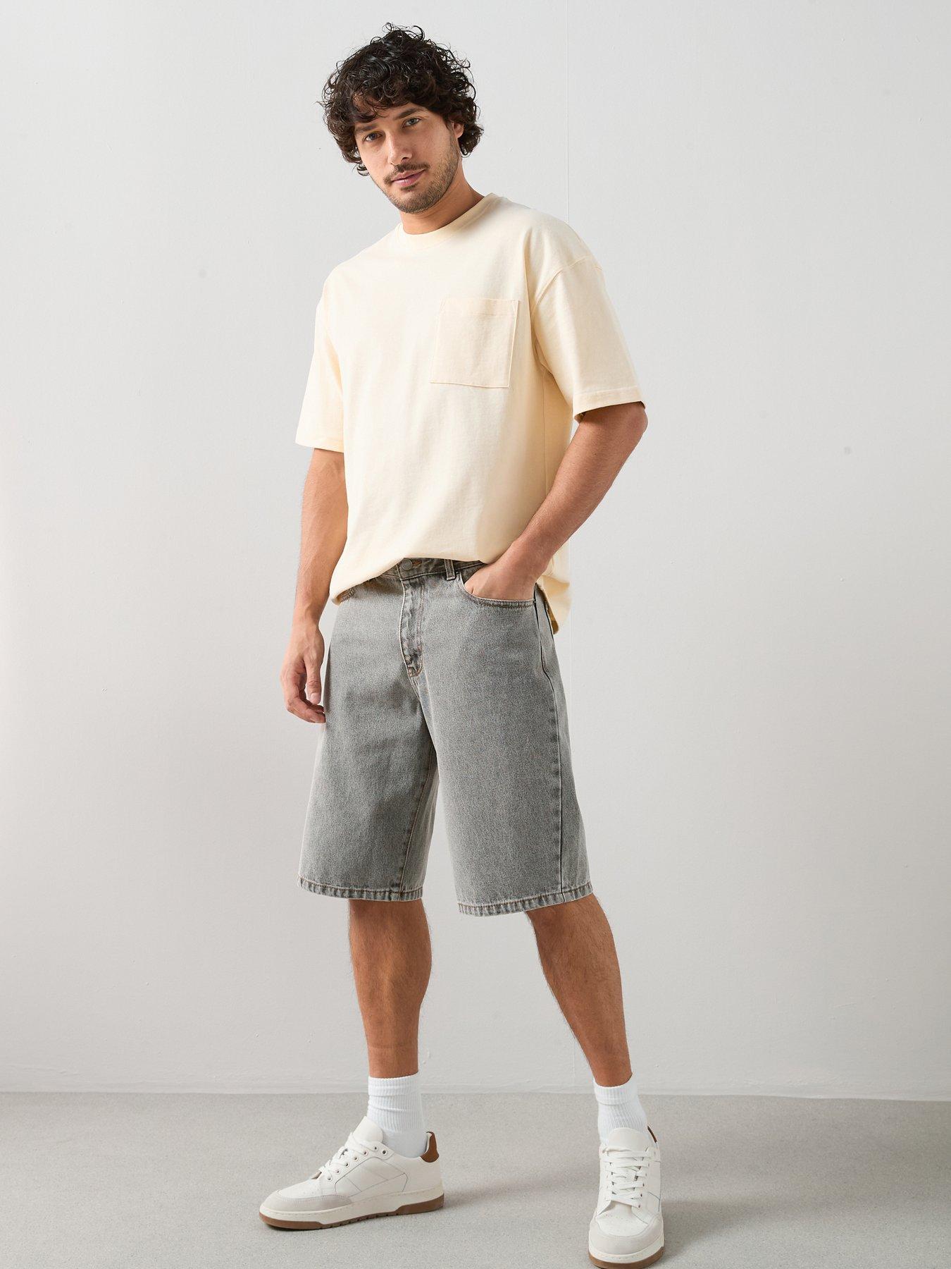 The Very Collection Relaxed Fit Denim Shorts - Light Grey