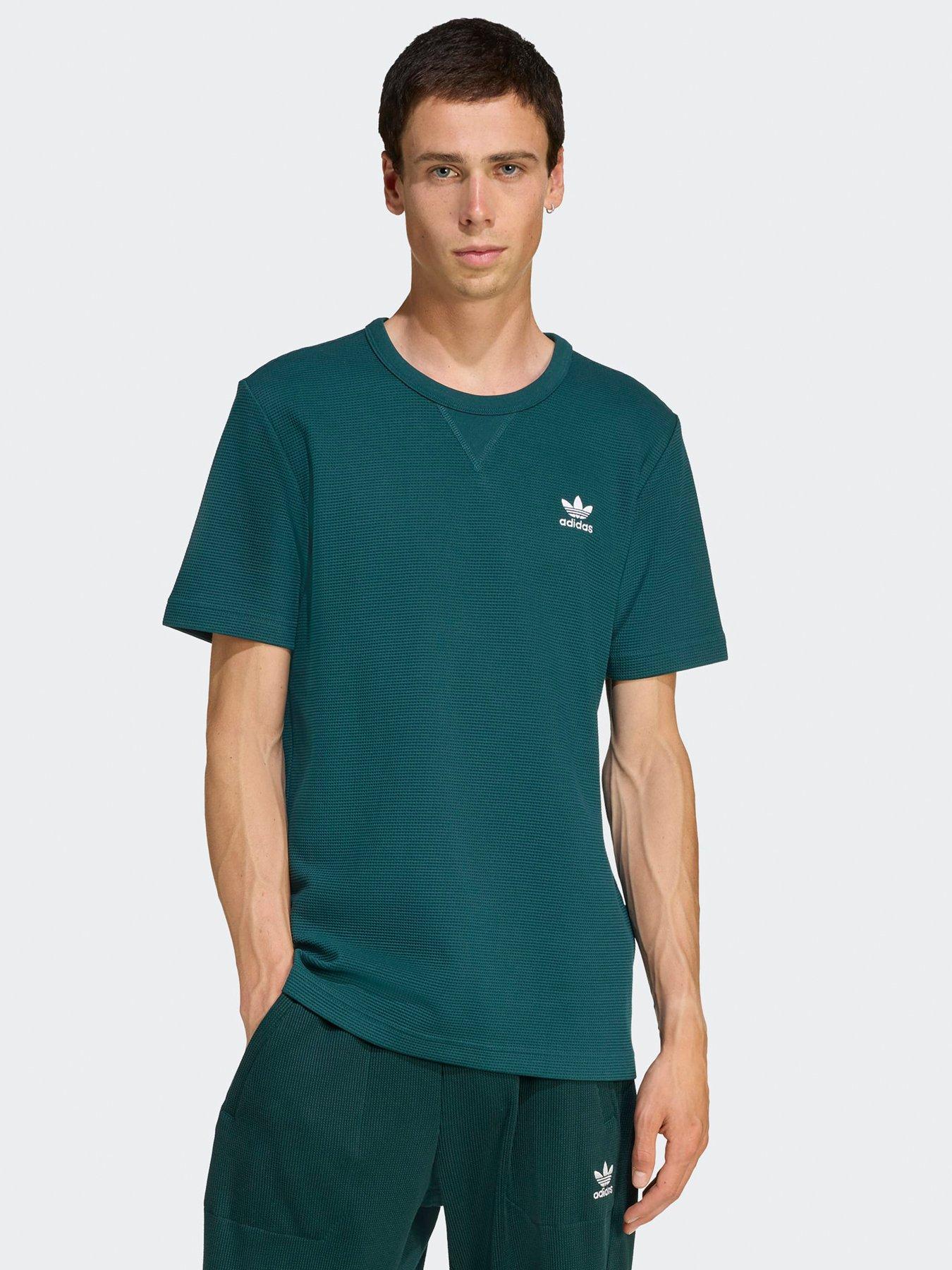 adidas Originals Mens Trefoil Essentials Waffle T-Shirt - Green