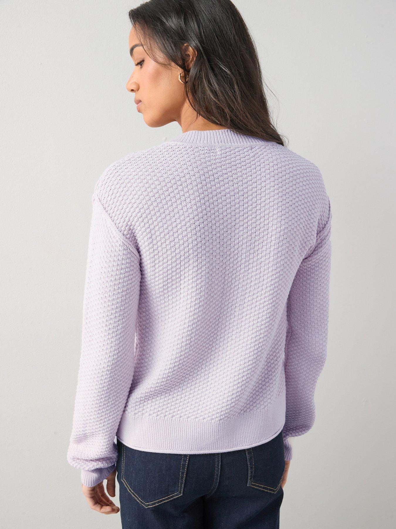 Image 2 of 7 of The Very Collection Cotton Rich Exposed Seam Stitch Interest Cardigan - Lilac