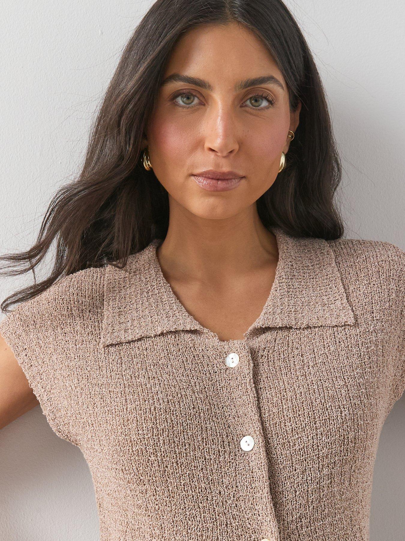 the-very-collection-button-through-knitted-tank-beigeoutfit