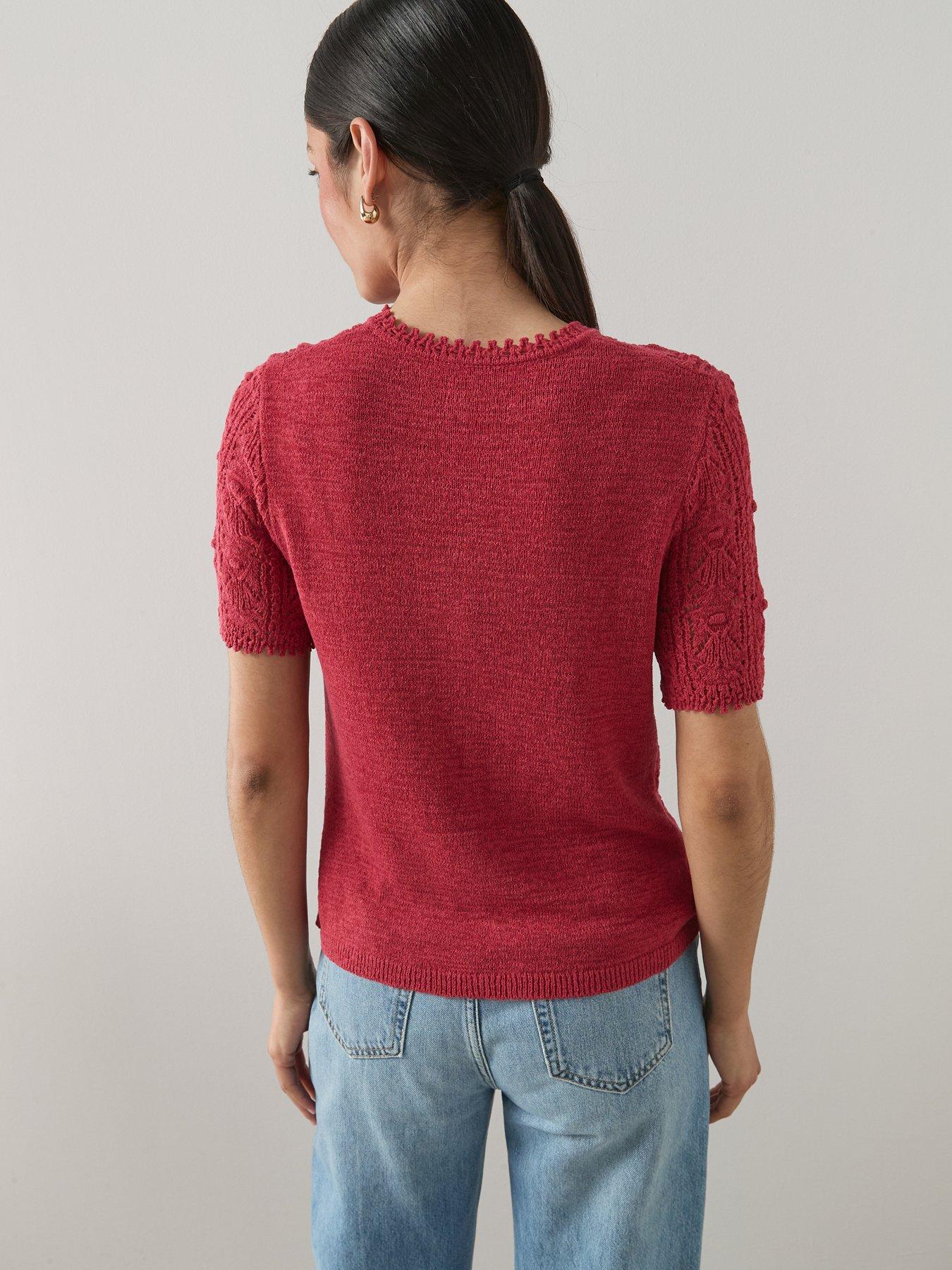 Image 2 of 7 of The Very Collection Stitch Detail Button Down Jumper - Red